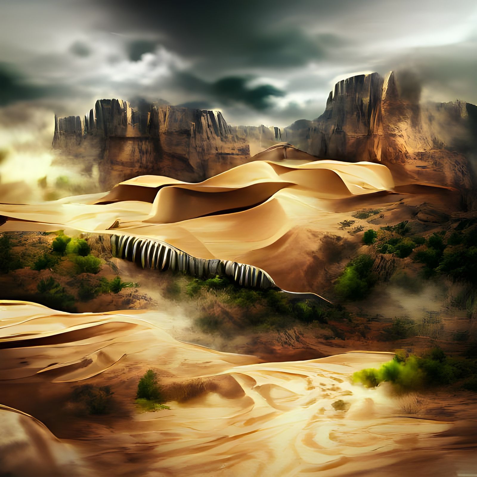 1600x1600 Sand canyon desert matte background matte painting Generated Artwork