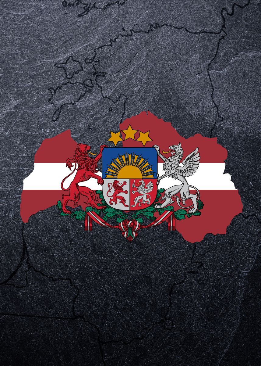 857x1200 Latvia flag country map' Poster by Moon Calendar Studio