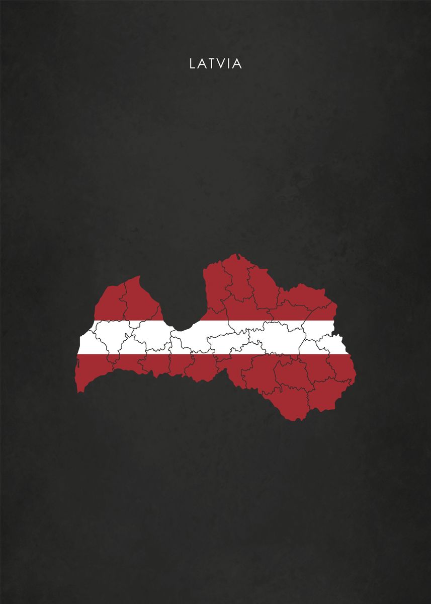857x1200 Latvia Flag Map' Poster