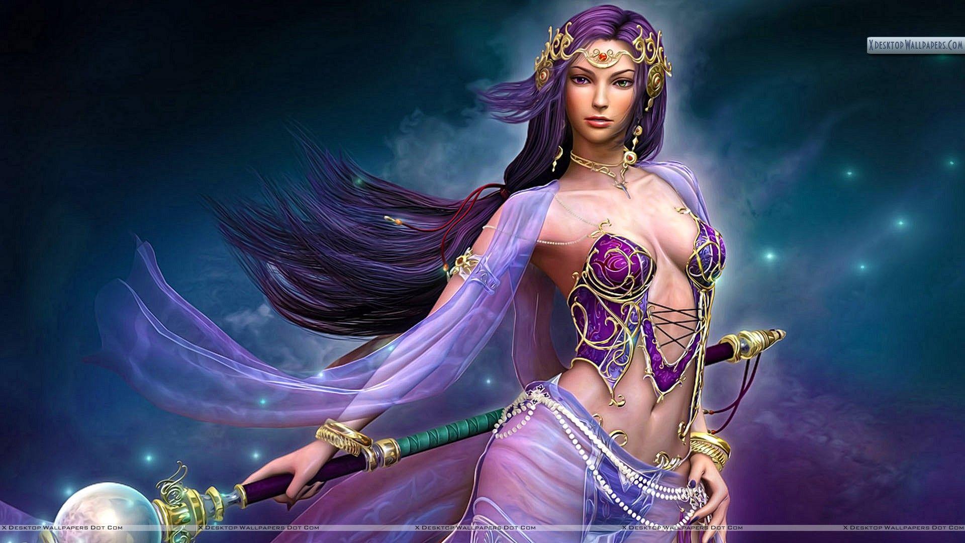 1920x1080 3D Warrior Girl Character Wallpaper
