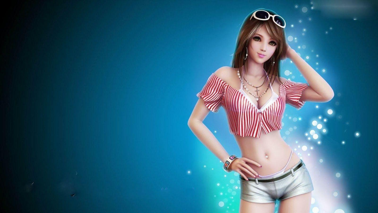 1600x900 Cute Cartoon Girl 3D Picture HD Wallpapercute3Dwallpaper.