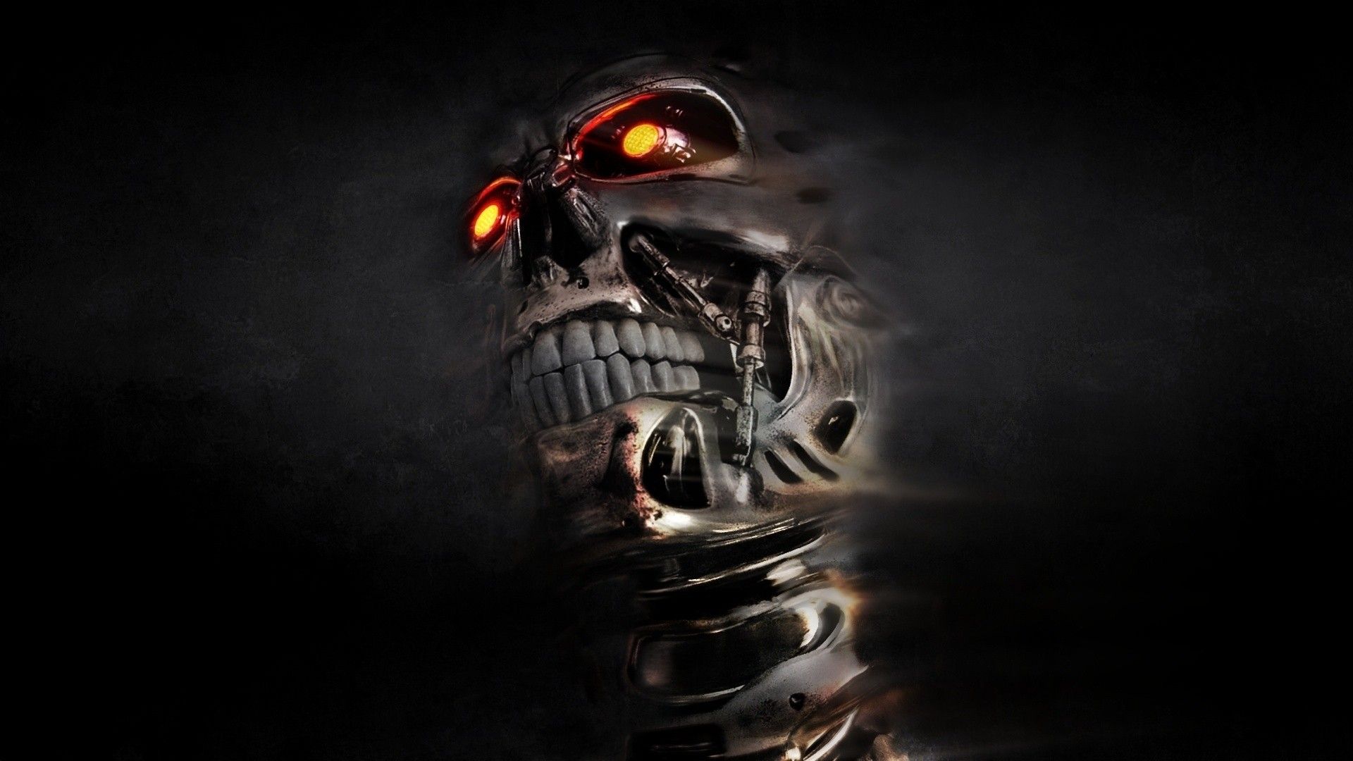 1920x1080 T 800 Terminator Skull Endoskeleton Terminator Digital Art Cyborg Endoskeleton Movies Machine Machin Wallpaper:1920x1080