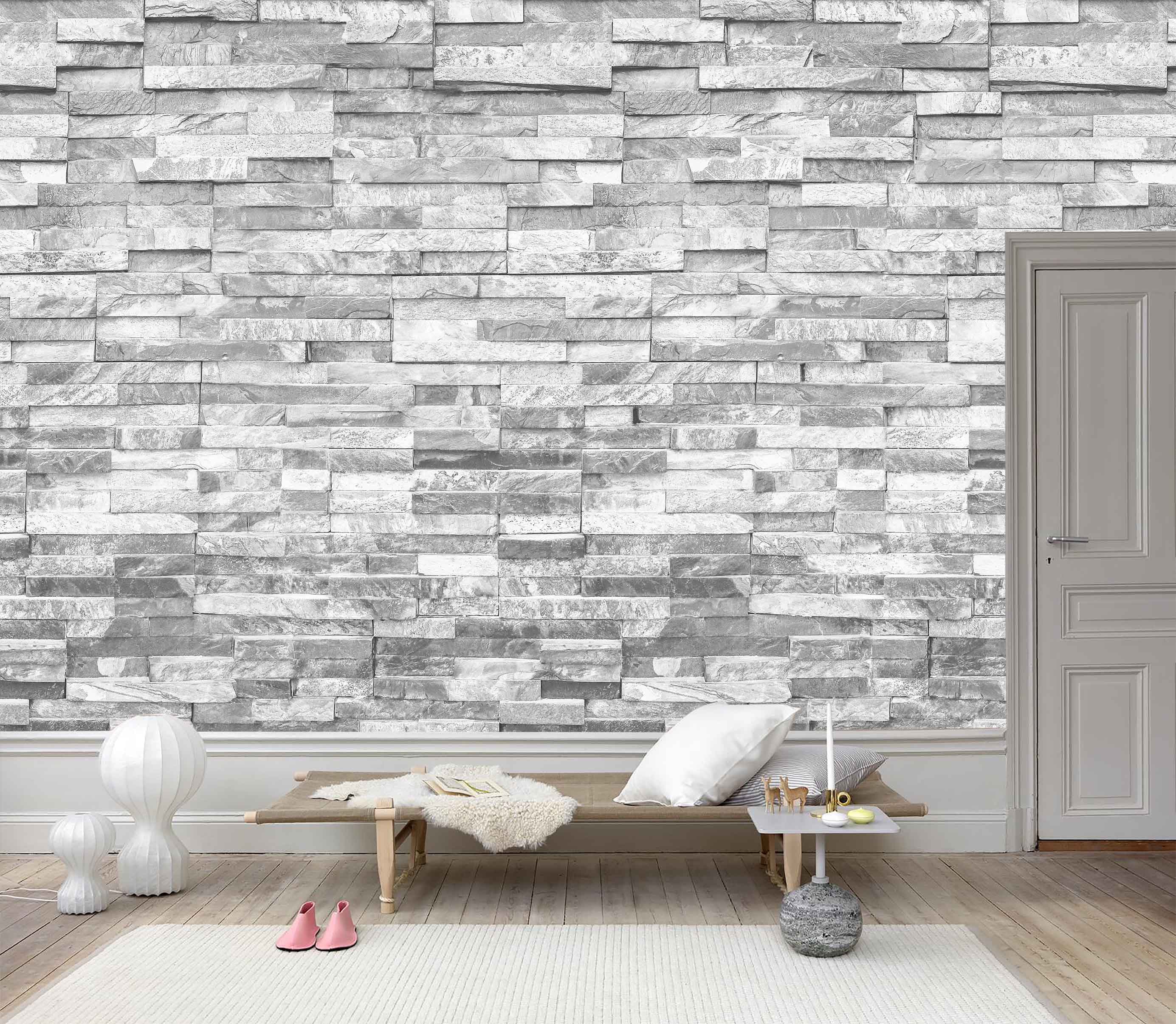 2769x2411 3D Stone Material Wallpaper Grey Wall Mural Brick Wall