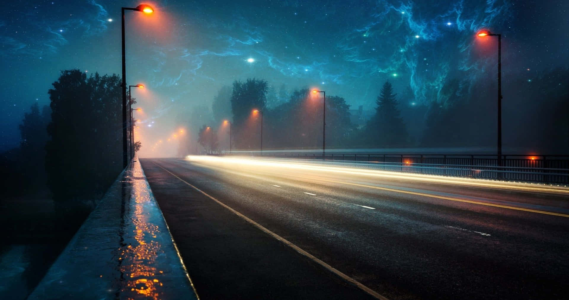 1920x1013 Download Wet Road At Night 4k Background