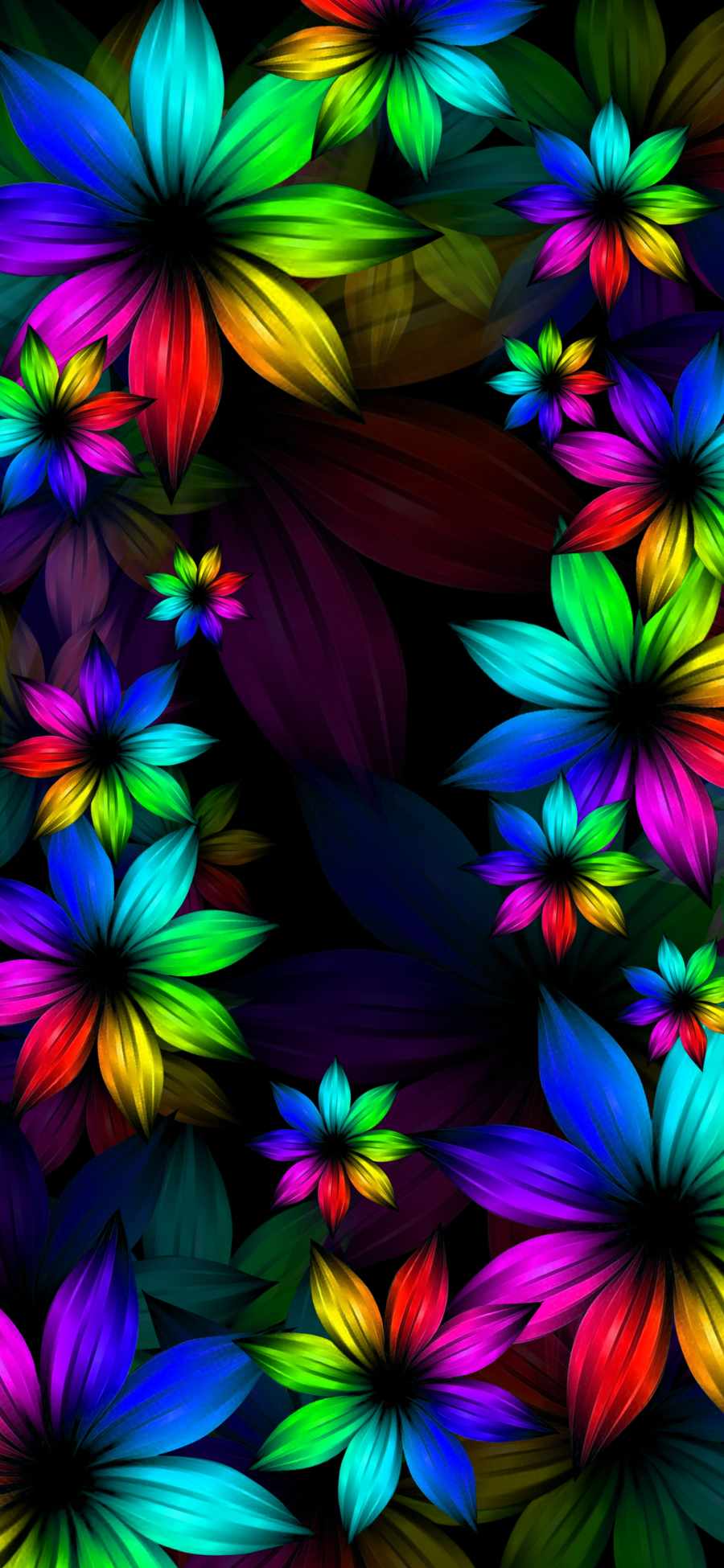 900x1950 Rainbow Color Flowers IPhone Wallpaper HD Wallpaper : iPhone Wallpaper