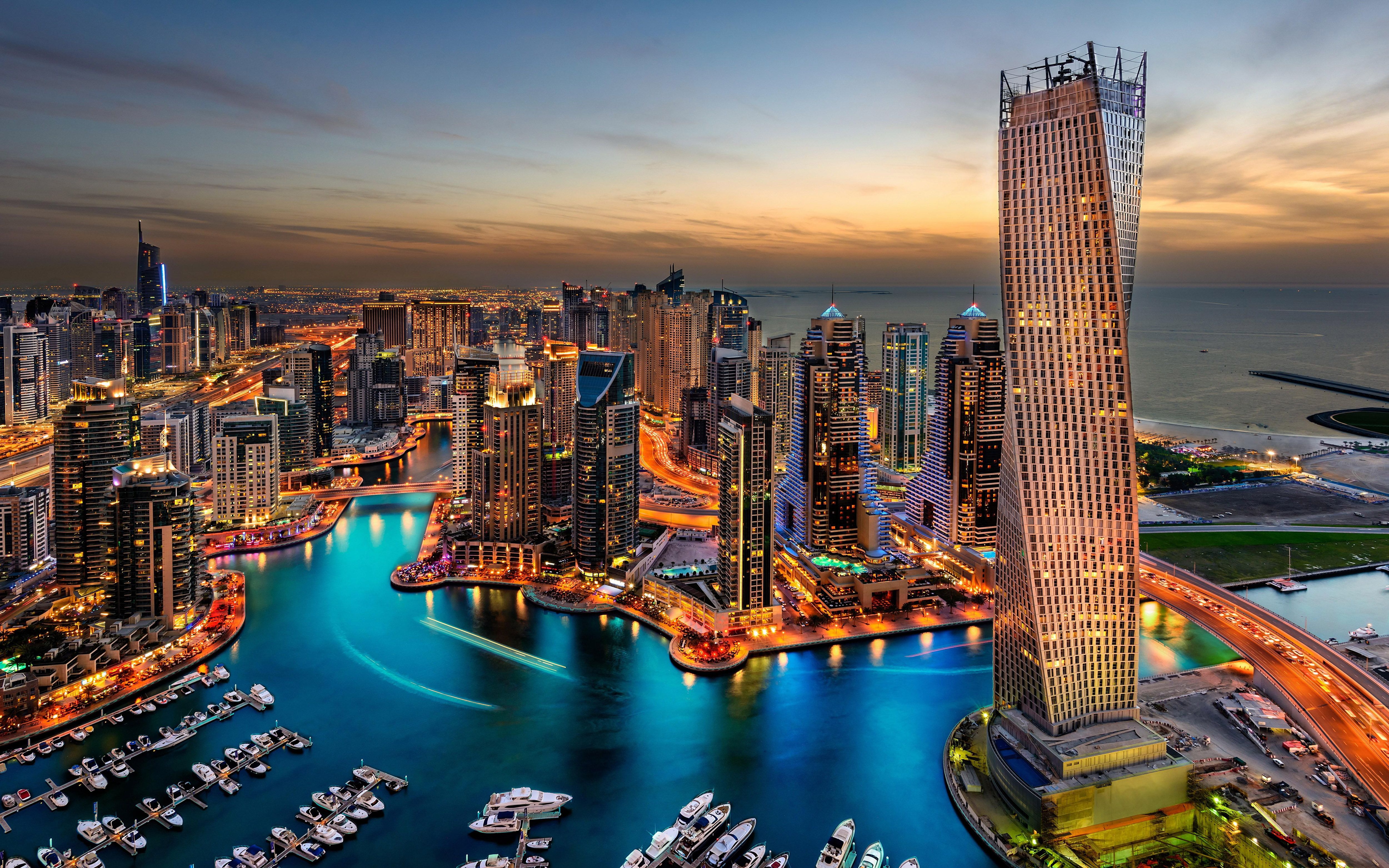5000x3125 Dubai Night Wallpaper HD Buildings Skyscraper :