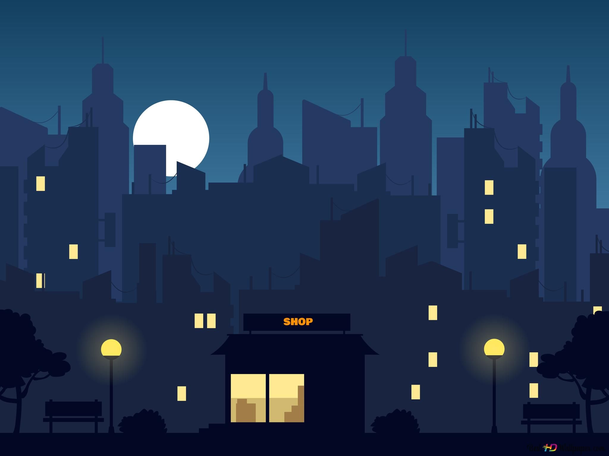 2048x1536 Night City Park 4K wallpaper download
