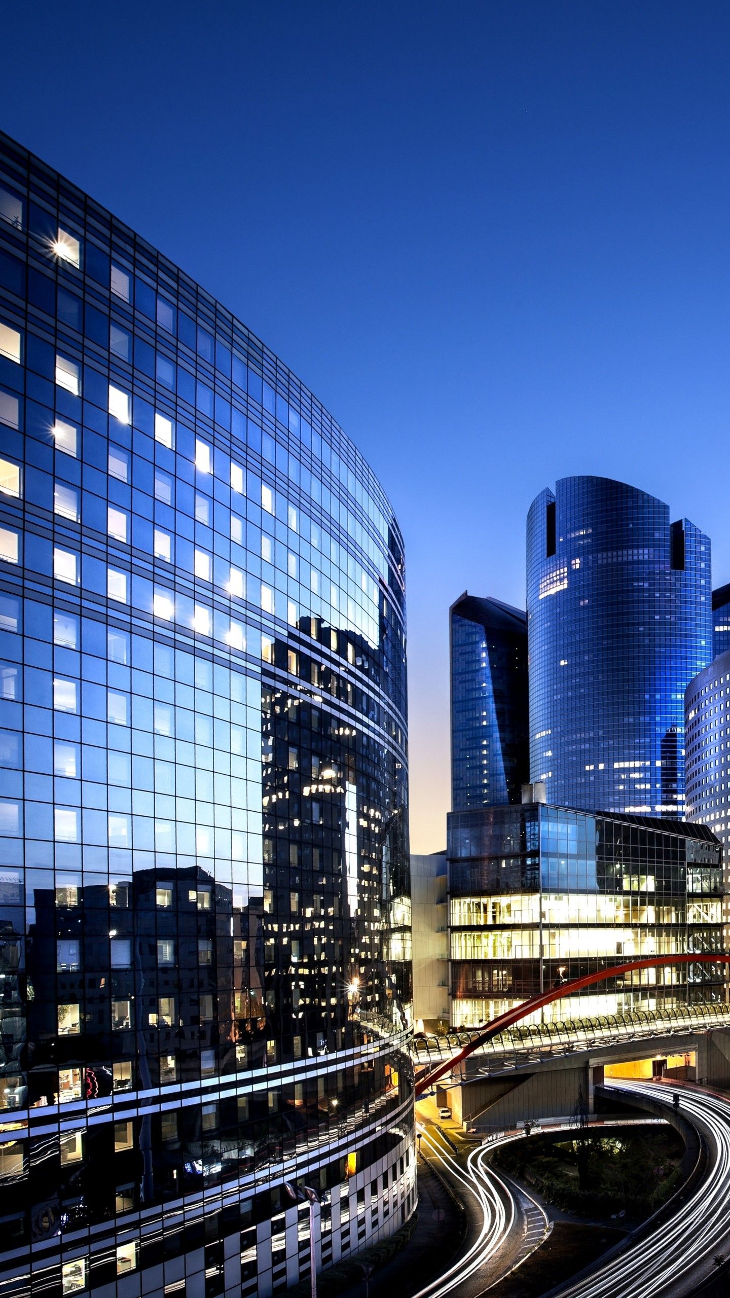 1440x2560 Wallpaper France, Paris, Defense, city, night, dusk, buildings, skyscrapers, travel, booking, Architecture