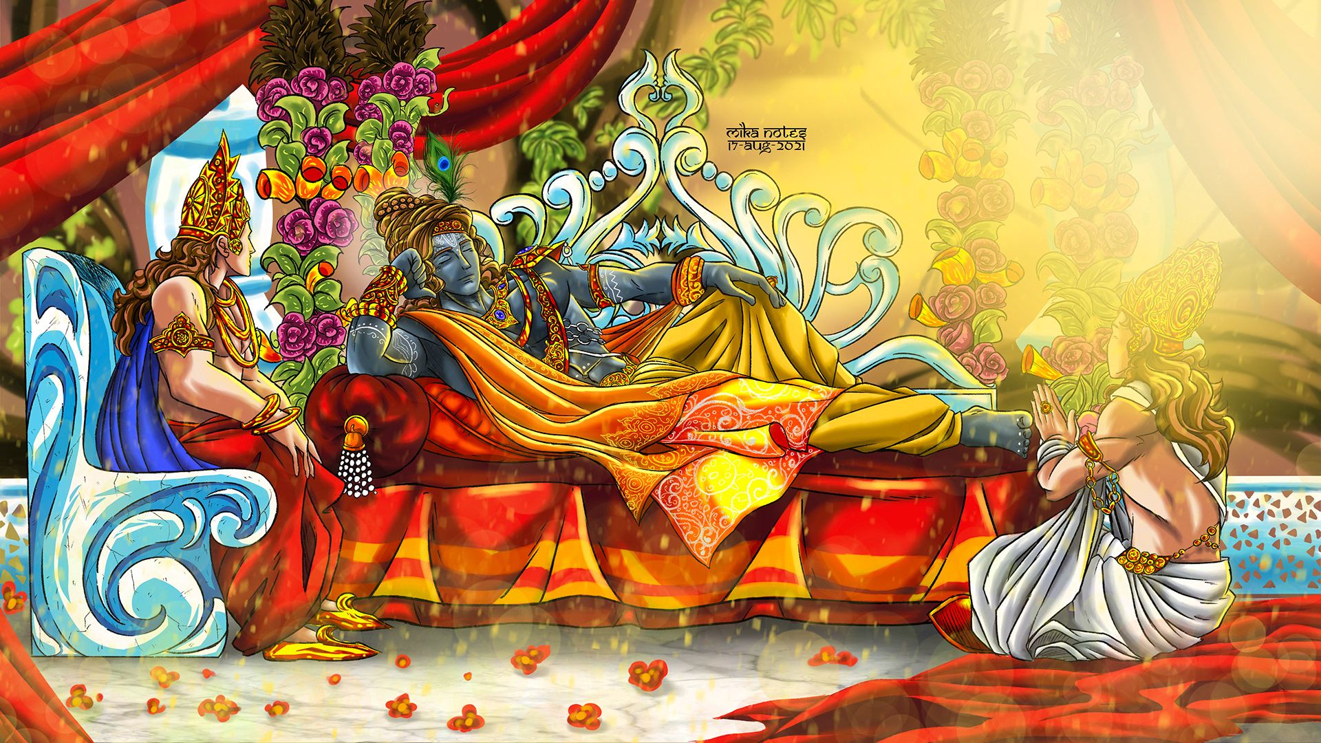 1920x1080 SHREE KRISHNA WITH ARJUN AND DURYODHANA