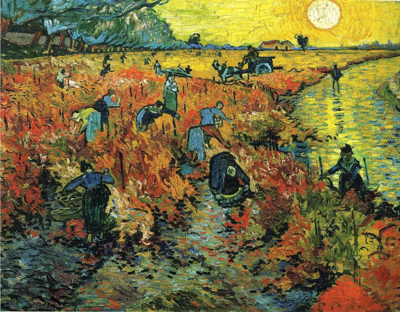 1385x1080 The Red Vinyard Van Gogh Wallpaper Image