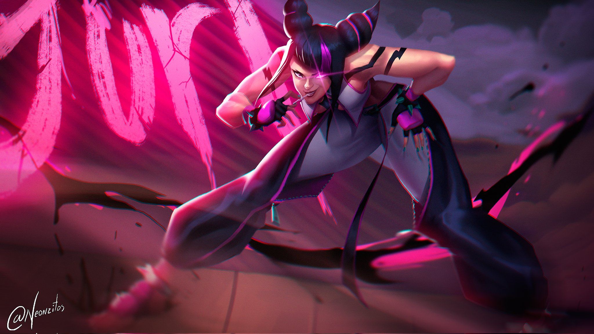 2048x1152 Neon Han Street Fighter VI #StreetFighter6 #StreetFighter #Juri #JuriHan #한주리 #jurihanfanart #streetfighterfanart #jurifanart #capcom #capcomfanart #fightinggames