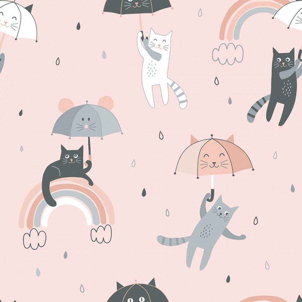 1000x1000 Raining Cats and Rainbows Wallpaper in Multicoloured. I Love Wallpaper