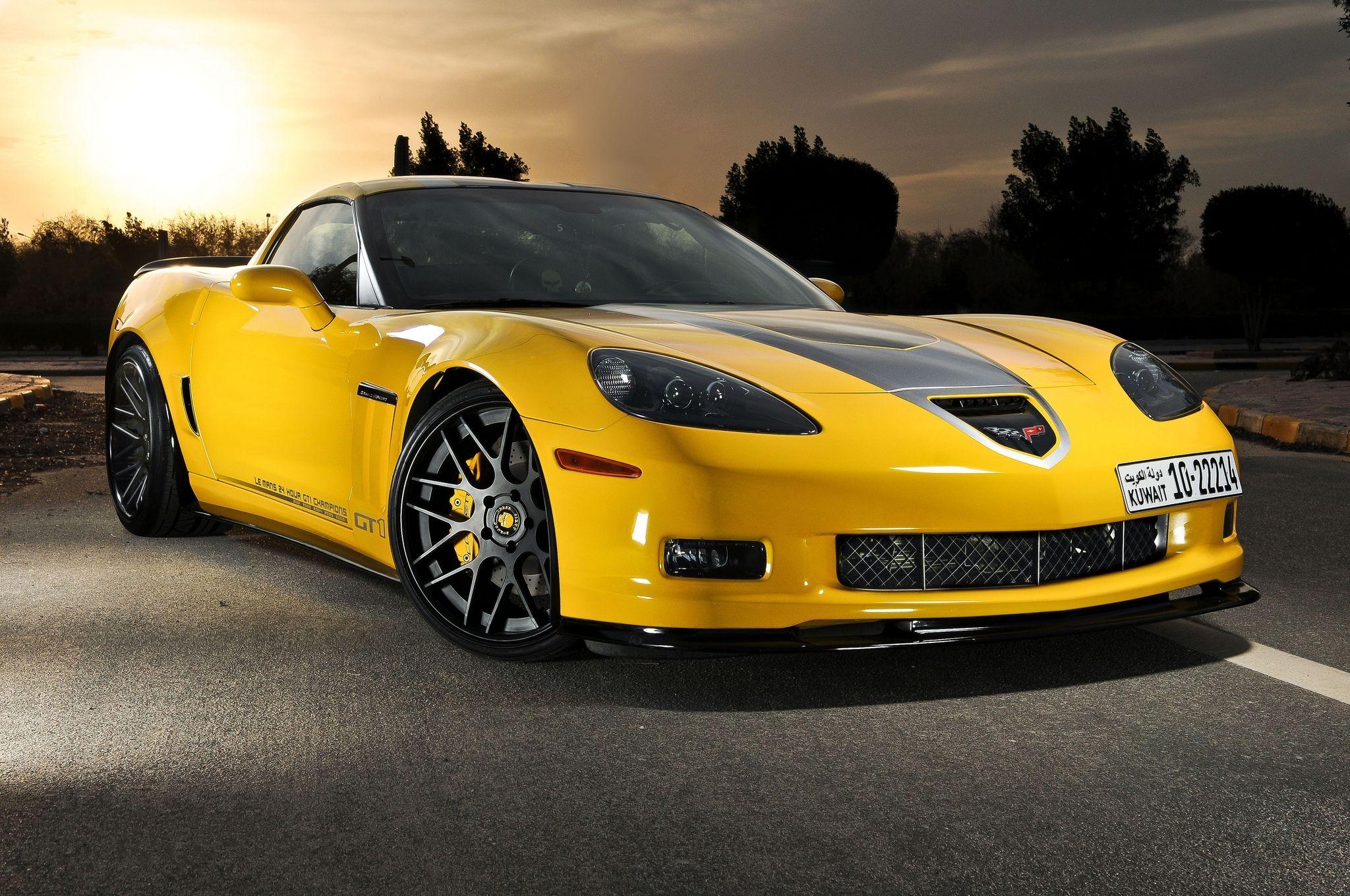 2048x1360 Wallpaper Chevrolet, Corvette, C Yellow, Front view HD, Picture, Image