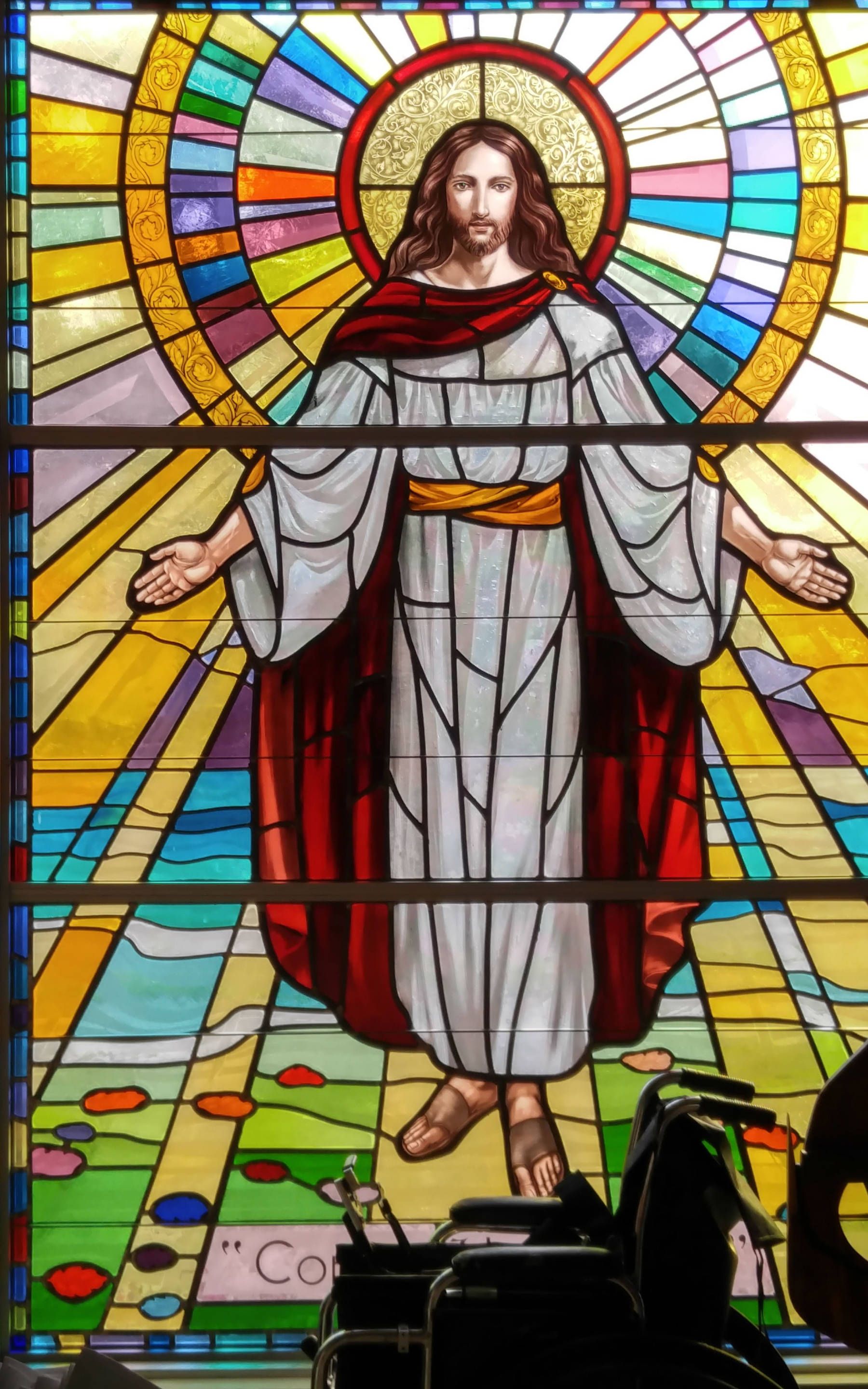 1800x2880 Download Jesus Stained Glass Catholic Church Wallpaper