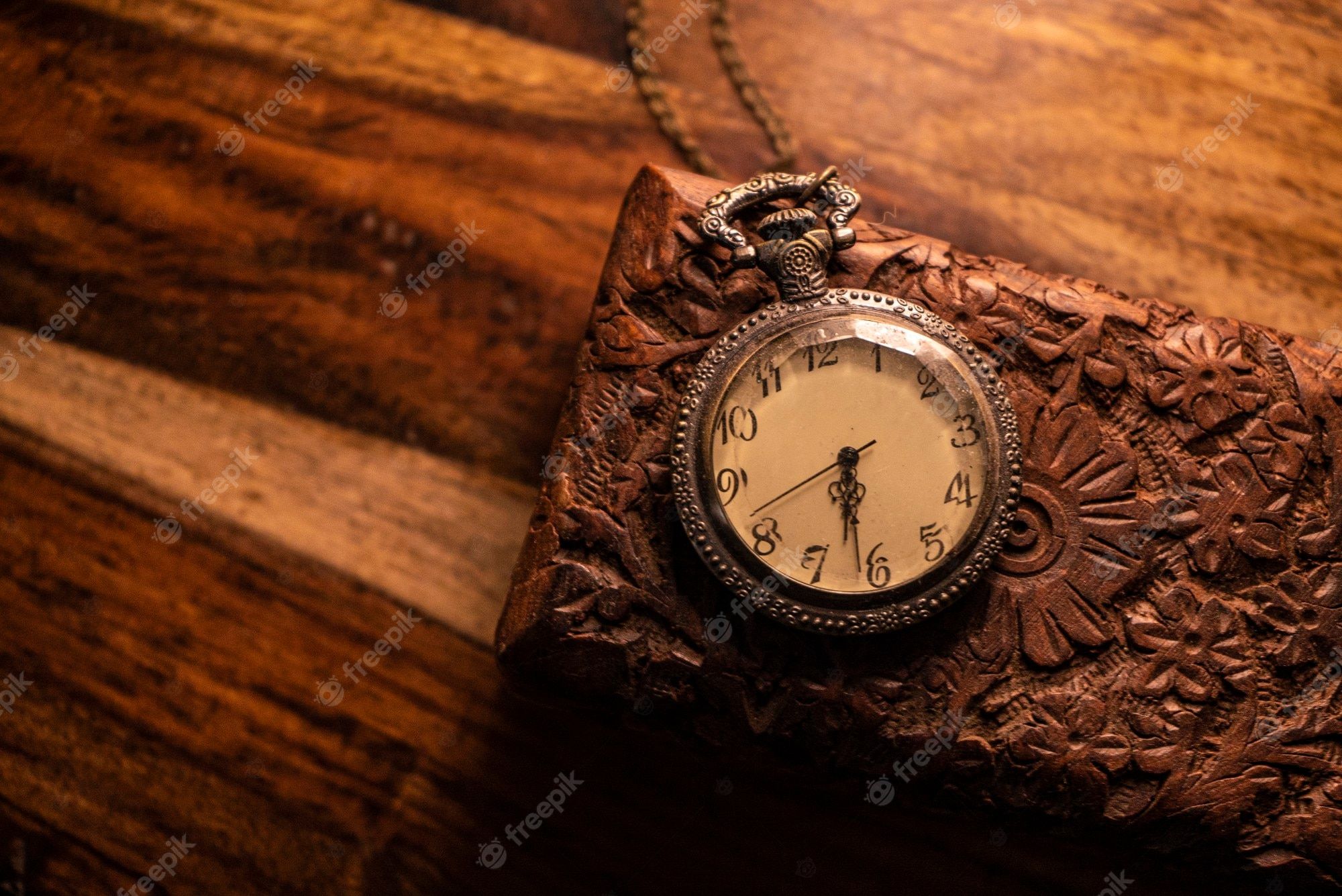 2000x1335 Premium Photo. On The Table Are An Old Pocket Watch Over An Ancient Wooden Case. Vintage Background From A Collection Of Antiques. Close Up And Selected Focus