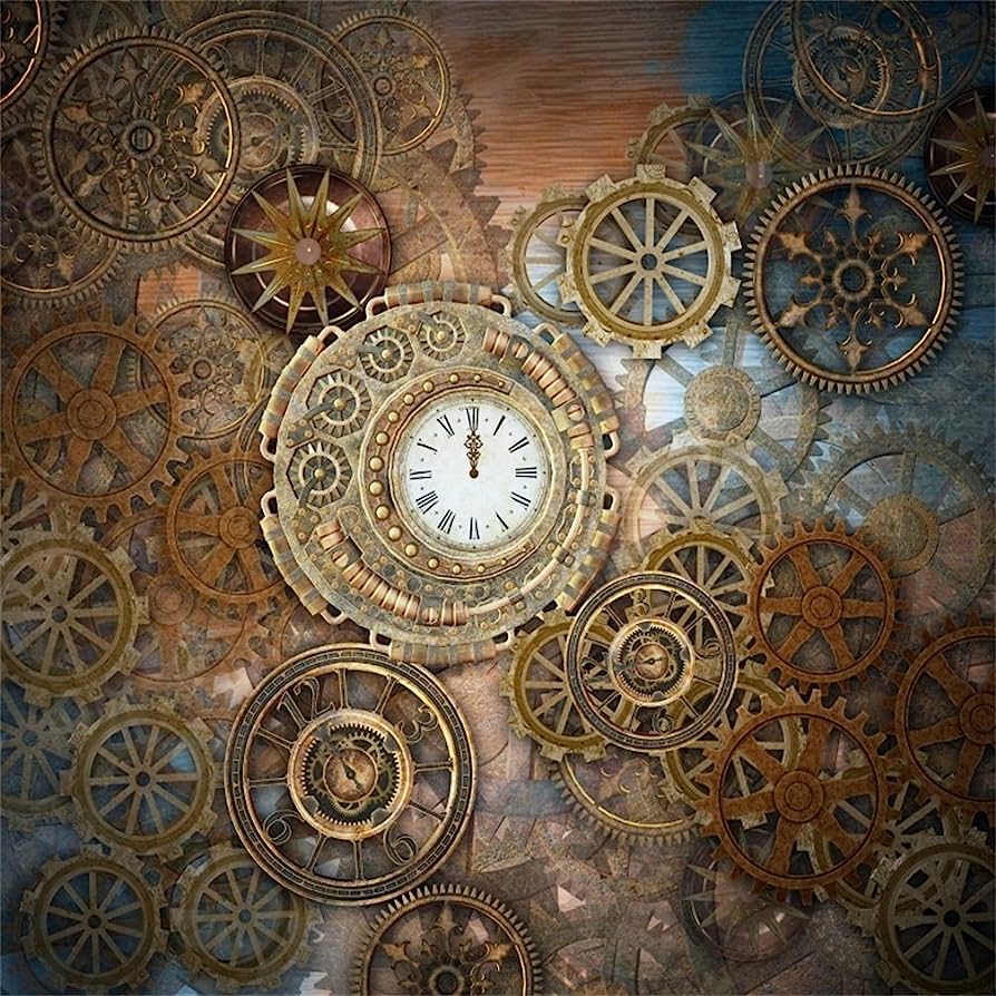 894x894 Amazon.com : CSFOTO 5x5ft Background For Vintage Clock Punk Element Photography Backdrop Retro Wheel Old Fashioned Clock Ancient Time Watch Pointer Metal Gear Photo Studio Props Polyester Wallpaper