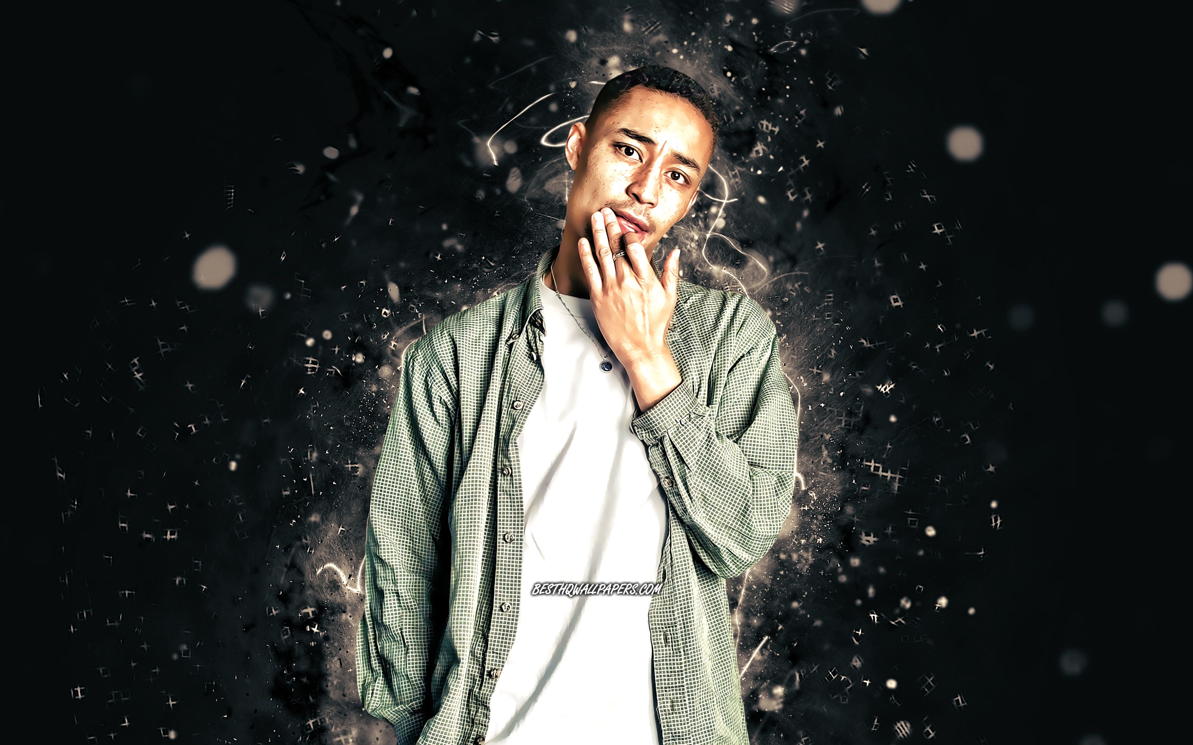 3840x2400 Download Wallpaper Loyle Carner, 4k, White Neon Lights, British Singer, Music Stars, British Celebrity, Benjamin Gerard Coyle Larner, Superstars, Loyle Carner 4K For Desktop With Resolution 3840x2400. High Quality HD Picture Wallpaper