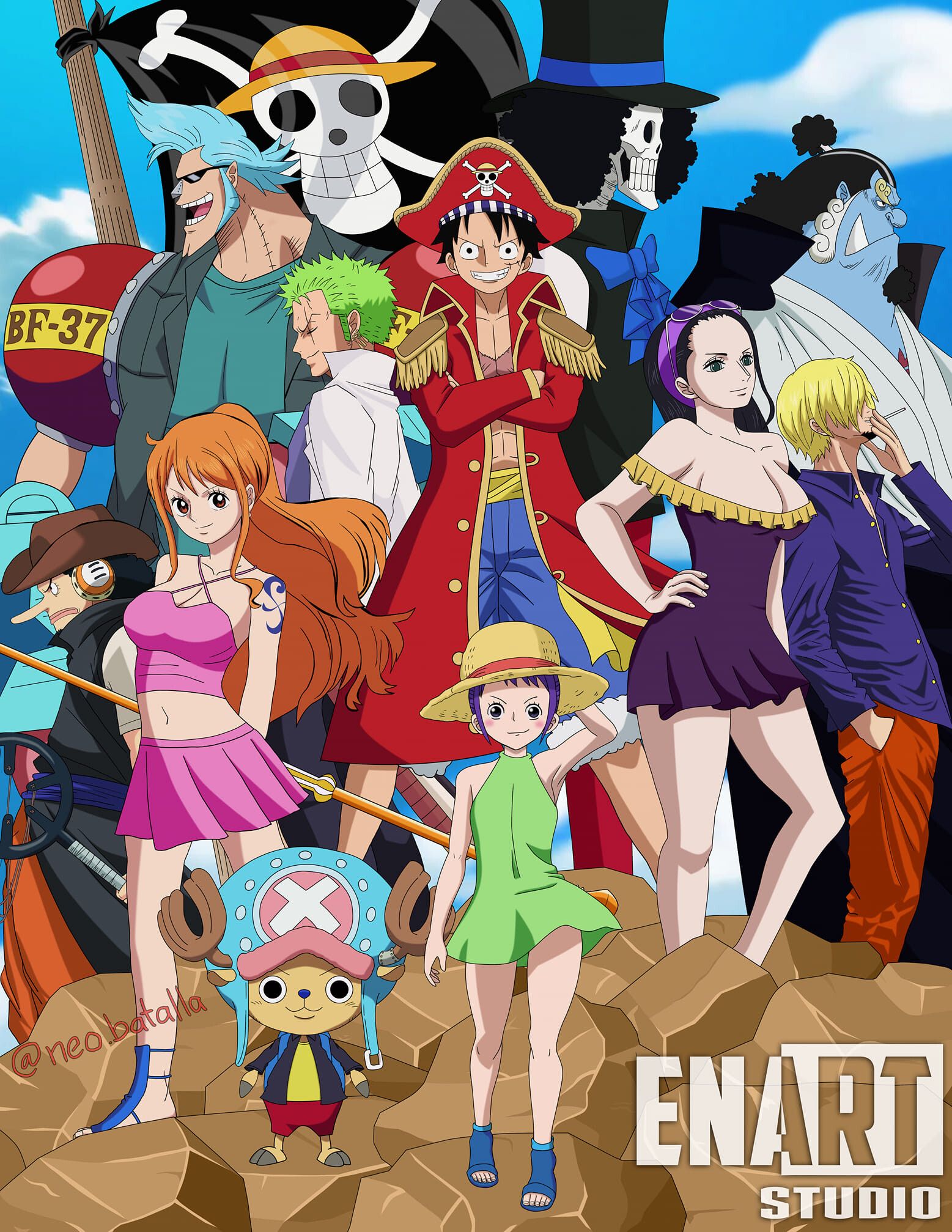 1557x2015 Strawhat Pirates and Otama
