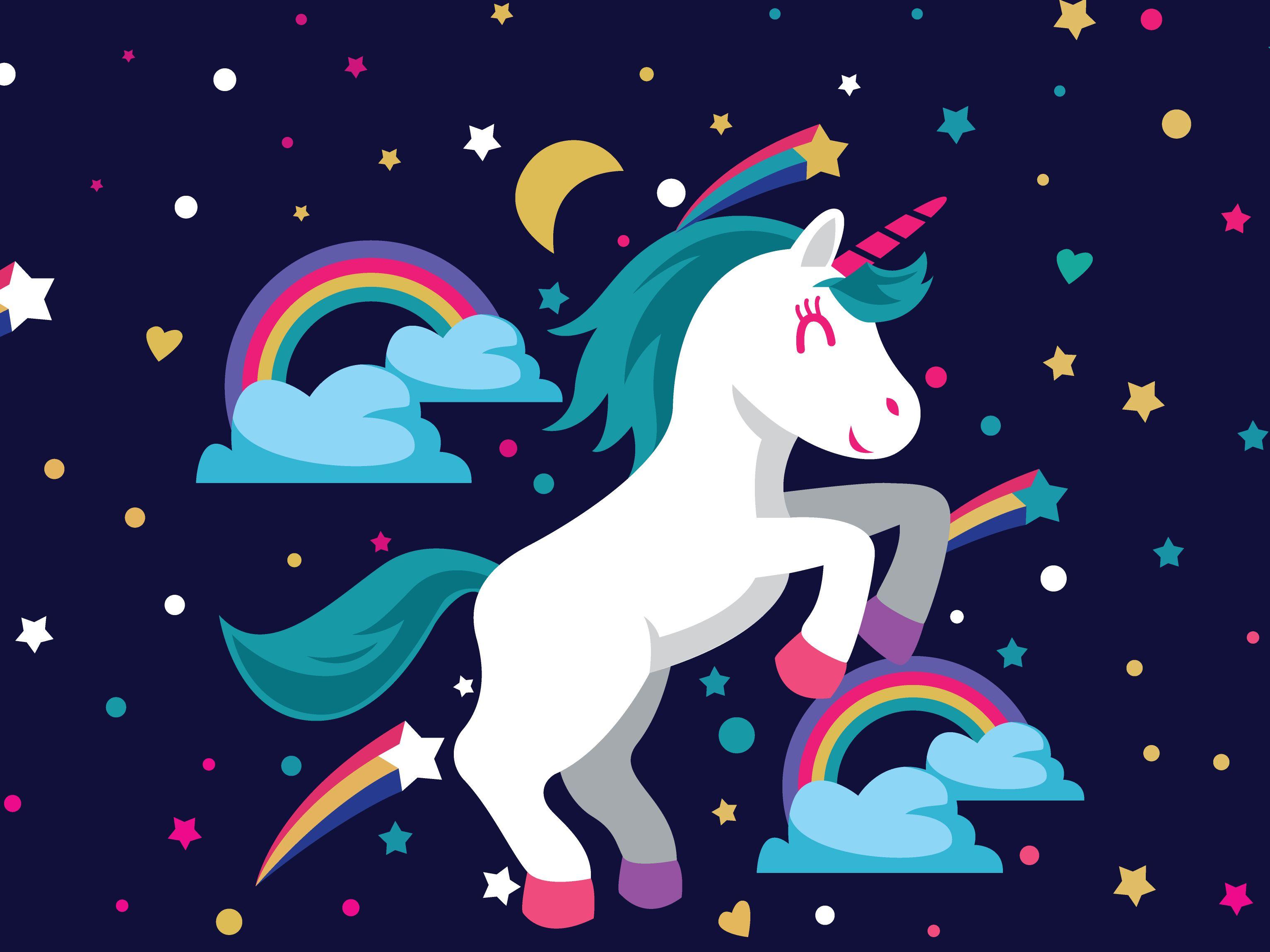 3067x2300 Wallpaper Unicorn, Rainbow, Colorful, Stars, Girly, HD, Creative