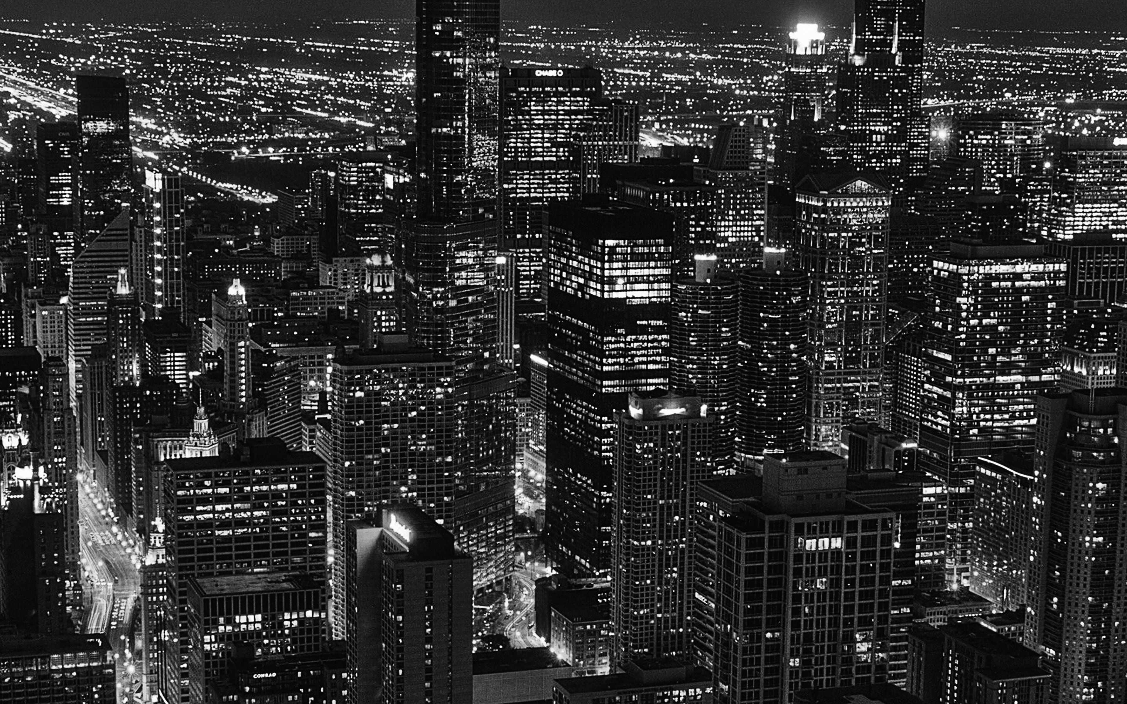3840x2400 wallpaper for desktop, laptop. city view night dark bw