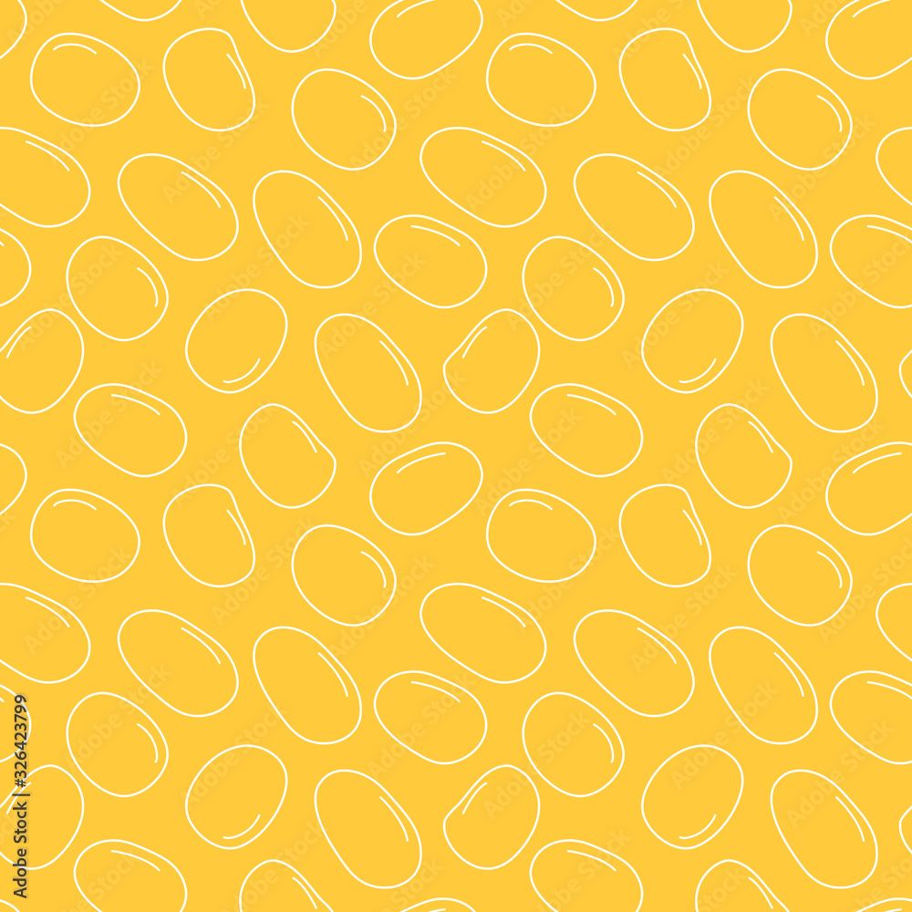 1000x1000 Cartoon soybean or soya bean line sketch seamless pattern background. Hand drawn vegan and vegetarian food, Asian food ingredient background. Great for kitchen wallpaper, packaging, textile design. Stock Vector