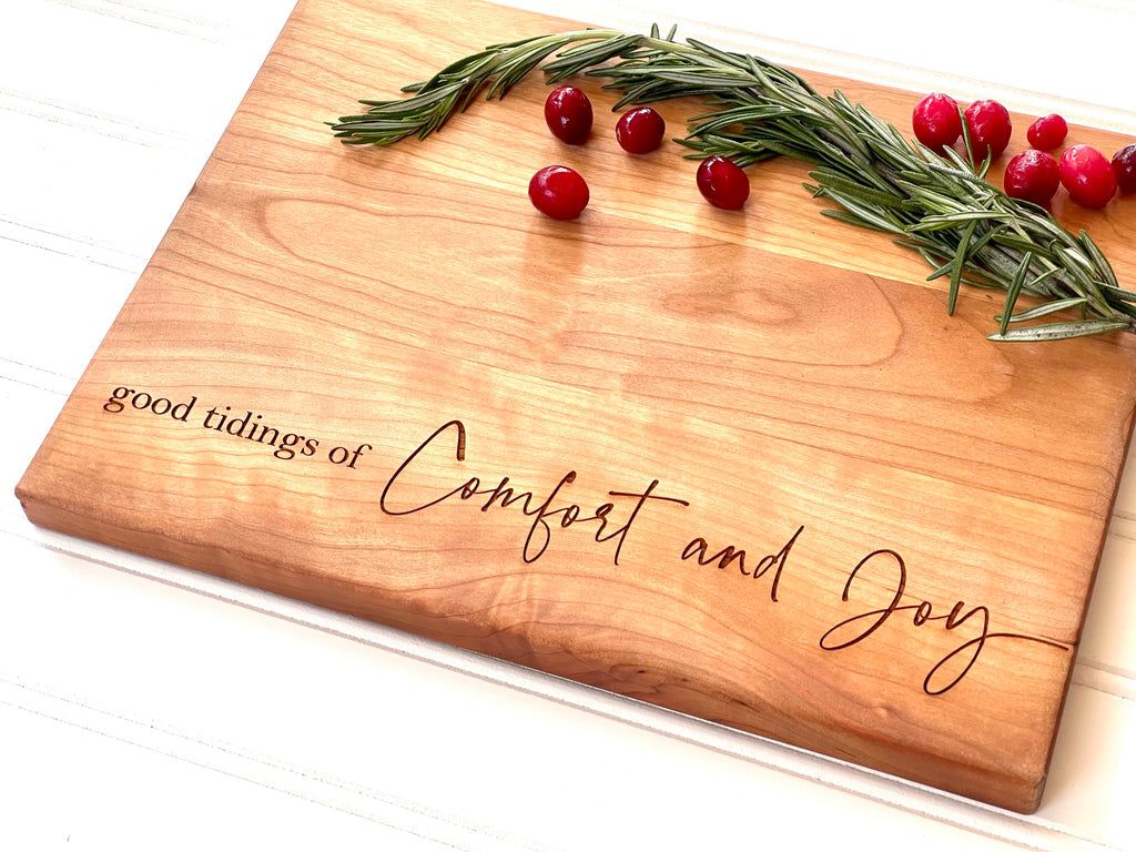 1024x768 Good Tidings of Comfort and Joy, Engraved Wooden Cutting Board, Charcu