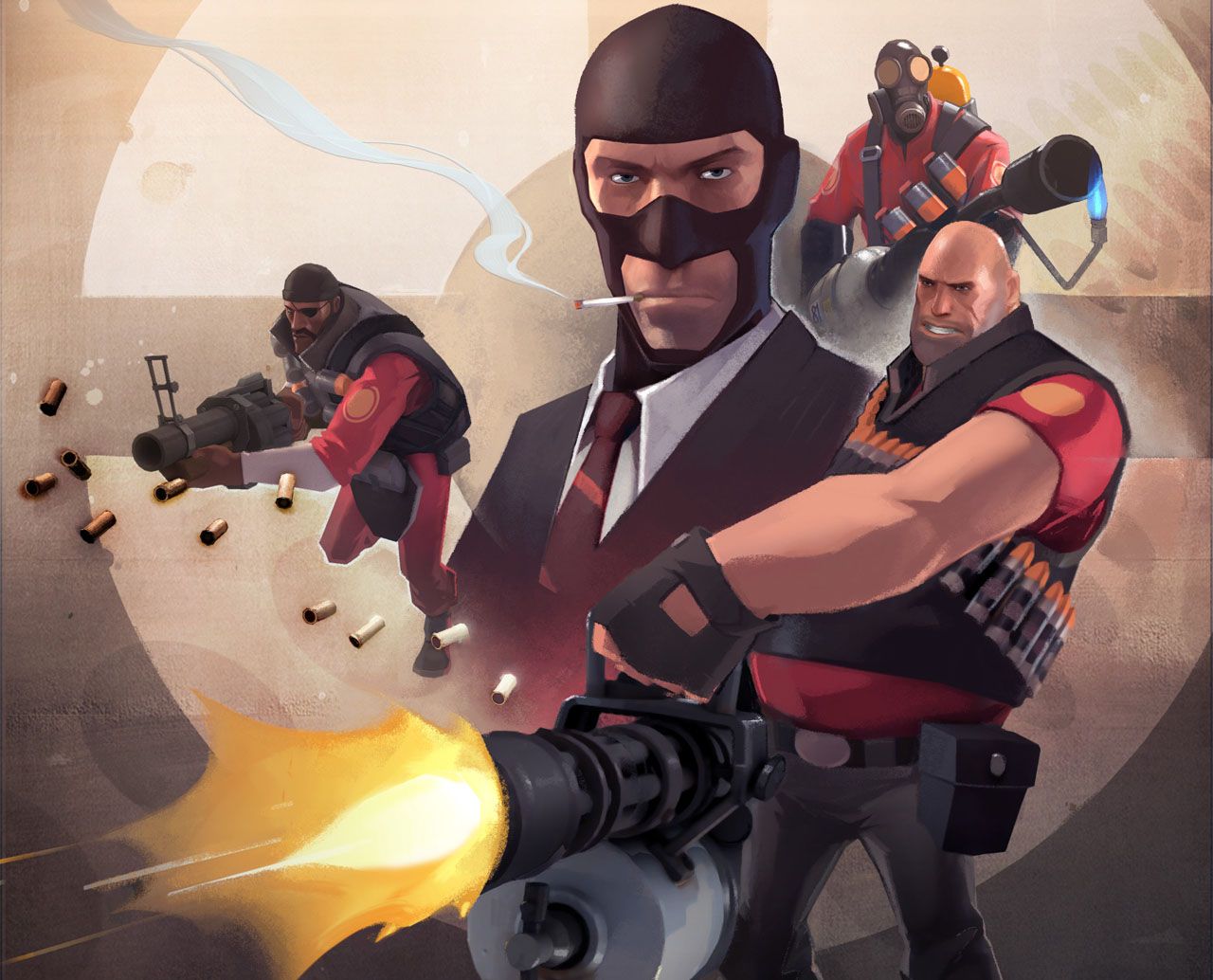 1280x1034 Team Fortress 2 Heavy Team Fortress Spy Team Fortress Pyro Team Fortress Soldier Team Fortress Wallpaper:1280x1034