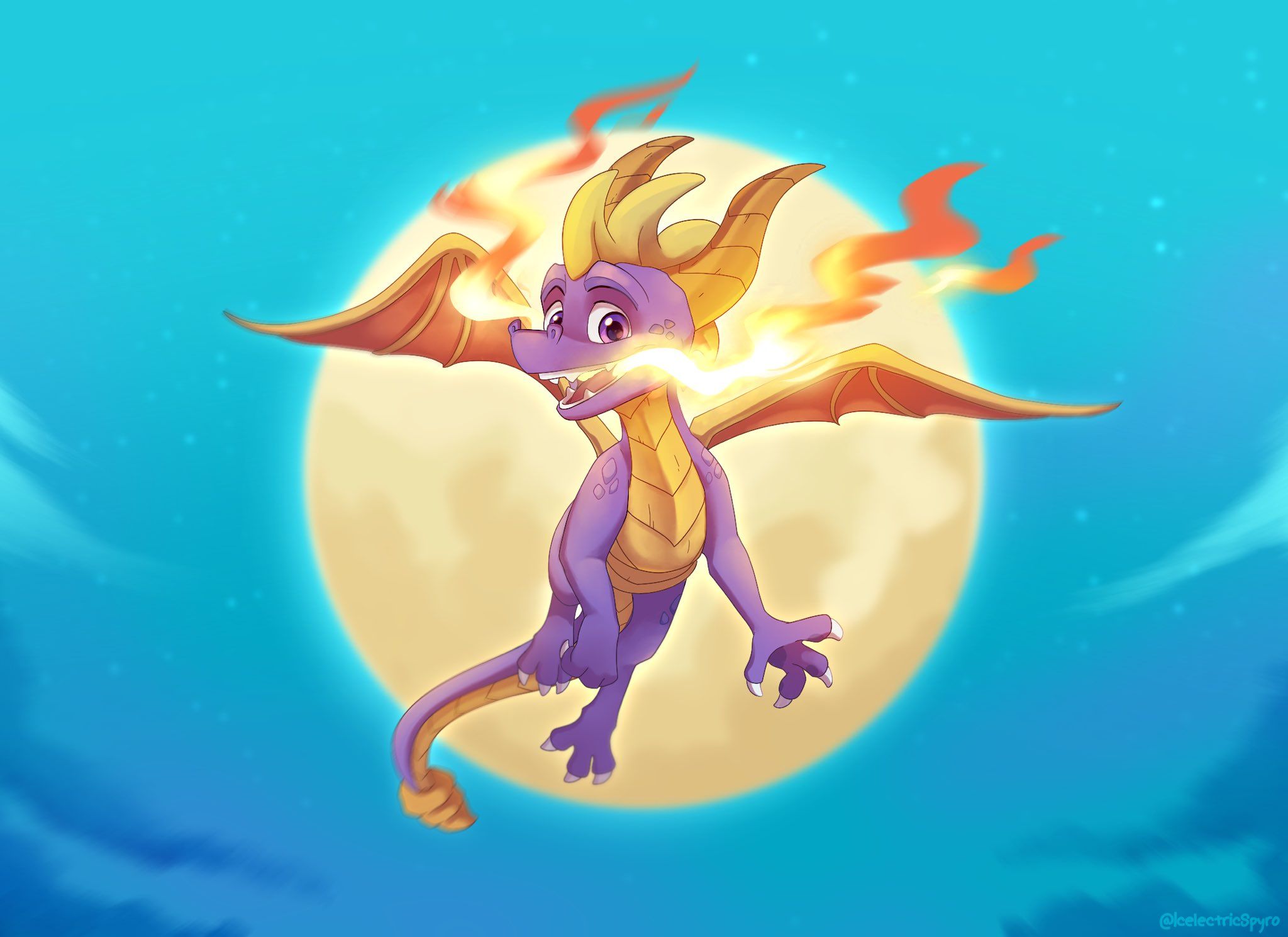 2048x1489 ⭕ Icelectric ❄⚡ boy flying in ✨ Didn't know what to put in the background, so I took inspiration from that one old #Spyro Year of the Dragon wallpaper