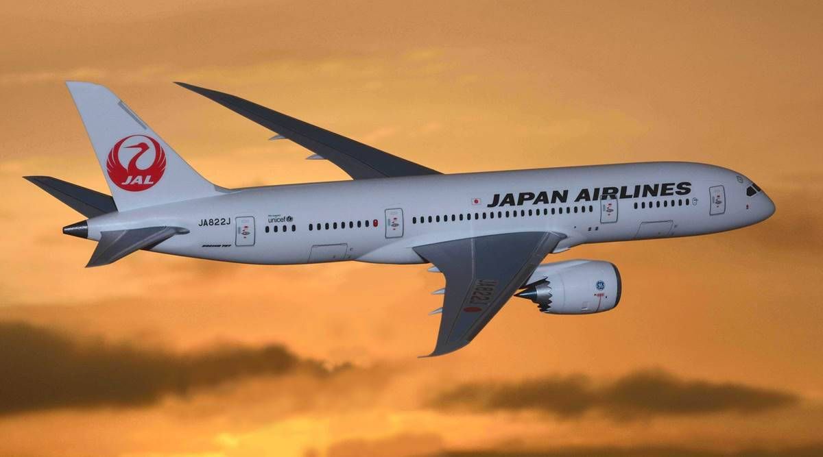 1200x667 Download Japan Airlines Sunset Flying Wallpaper