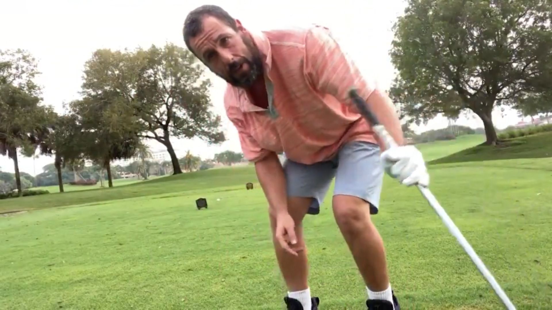 1920x1080 Adam Sandler and Shooter McGavin show off iconic golf swings from 'Happy Gilmore' on 25th anniversary of the movie