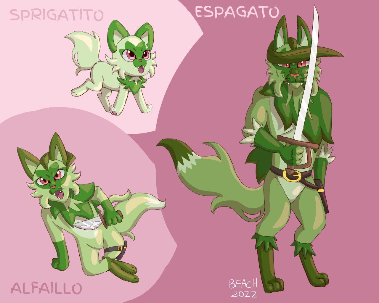 1280x1024 Sprigatito Evo Line [prediction] By StrawberryKit Kat Fur Affinity [dot] Net
