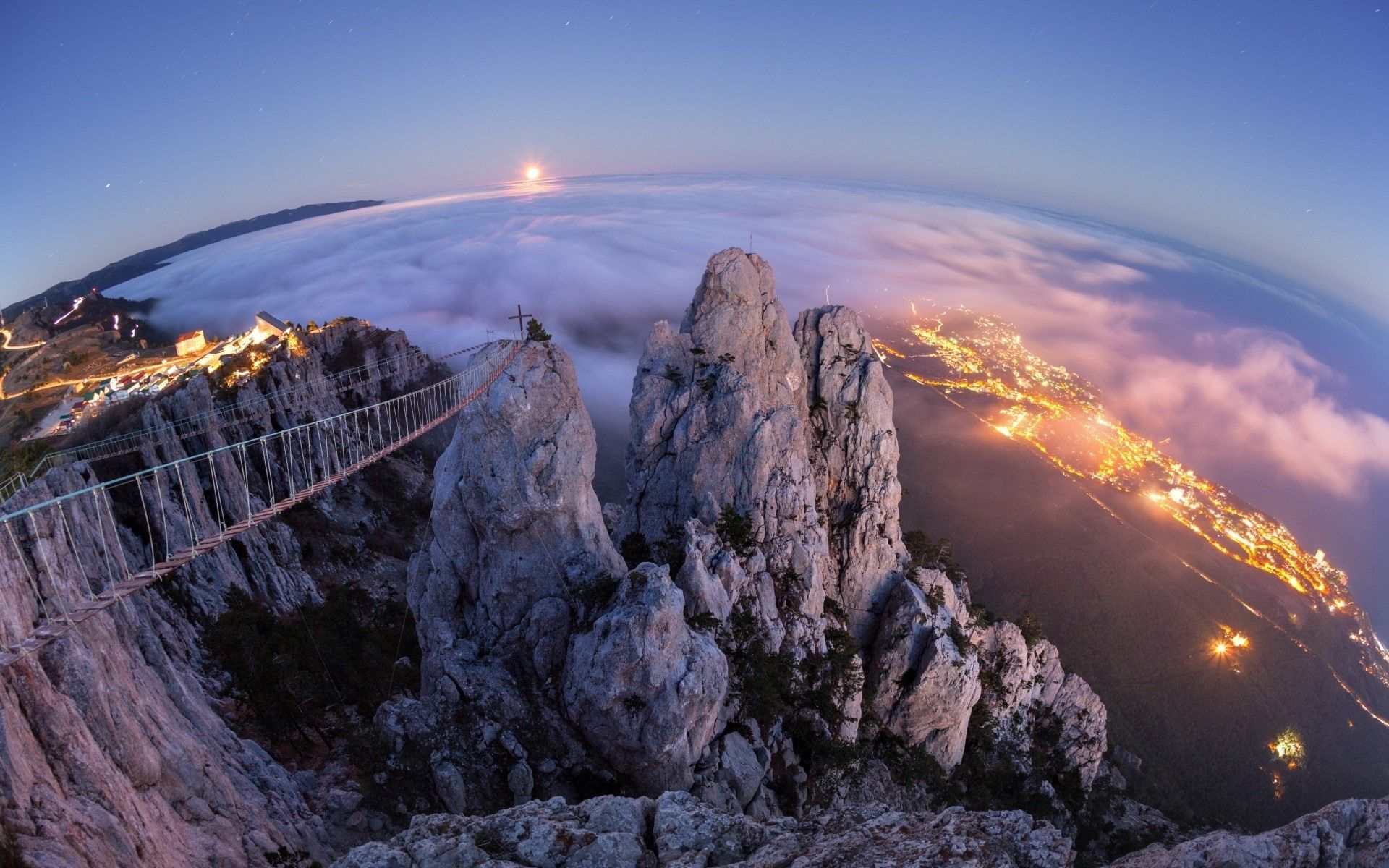 1920x1200 Wallpaper Crimea, Gaspar, Yalta, city, top view, high, night 1920x1200 HD Picture, Image