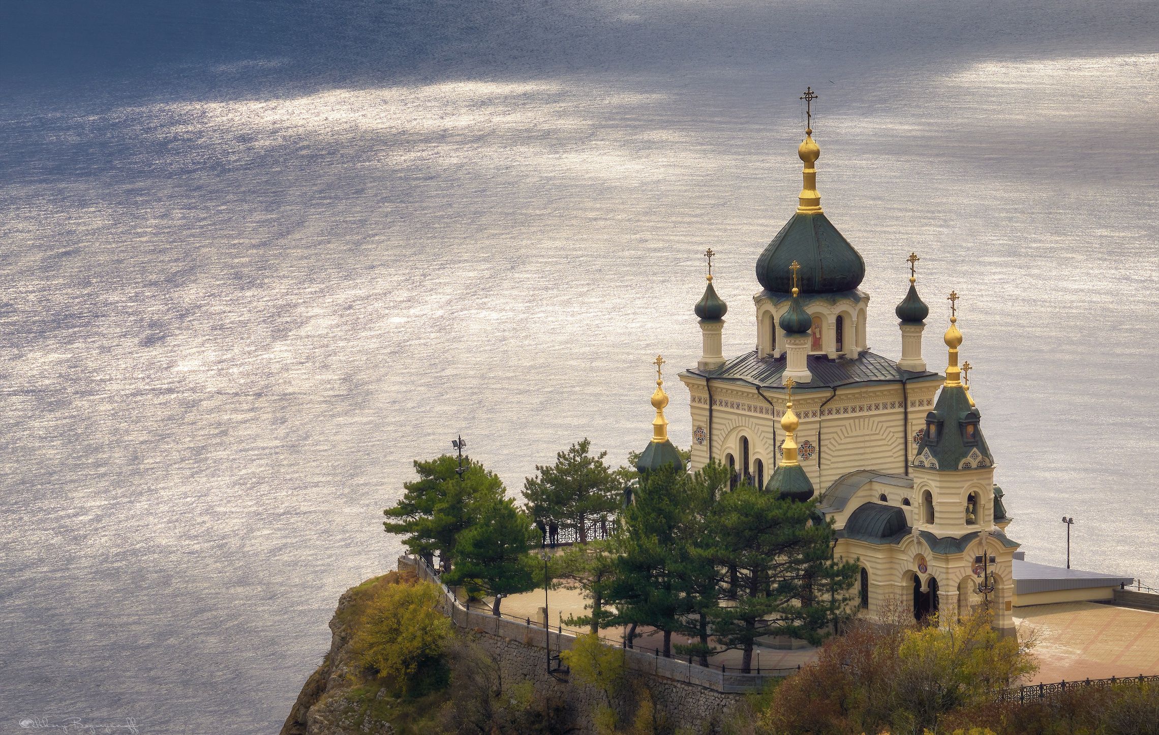 2280x1446 Sea Temple Russia Crimea Cliff Black Sea Wallpaper:2280x1446
