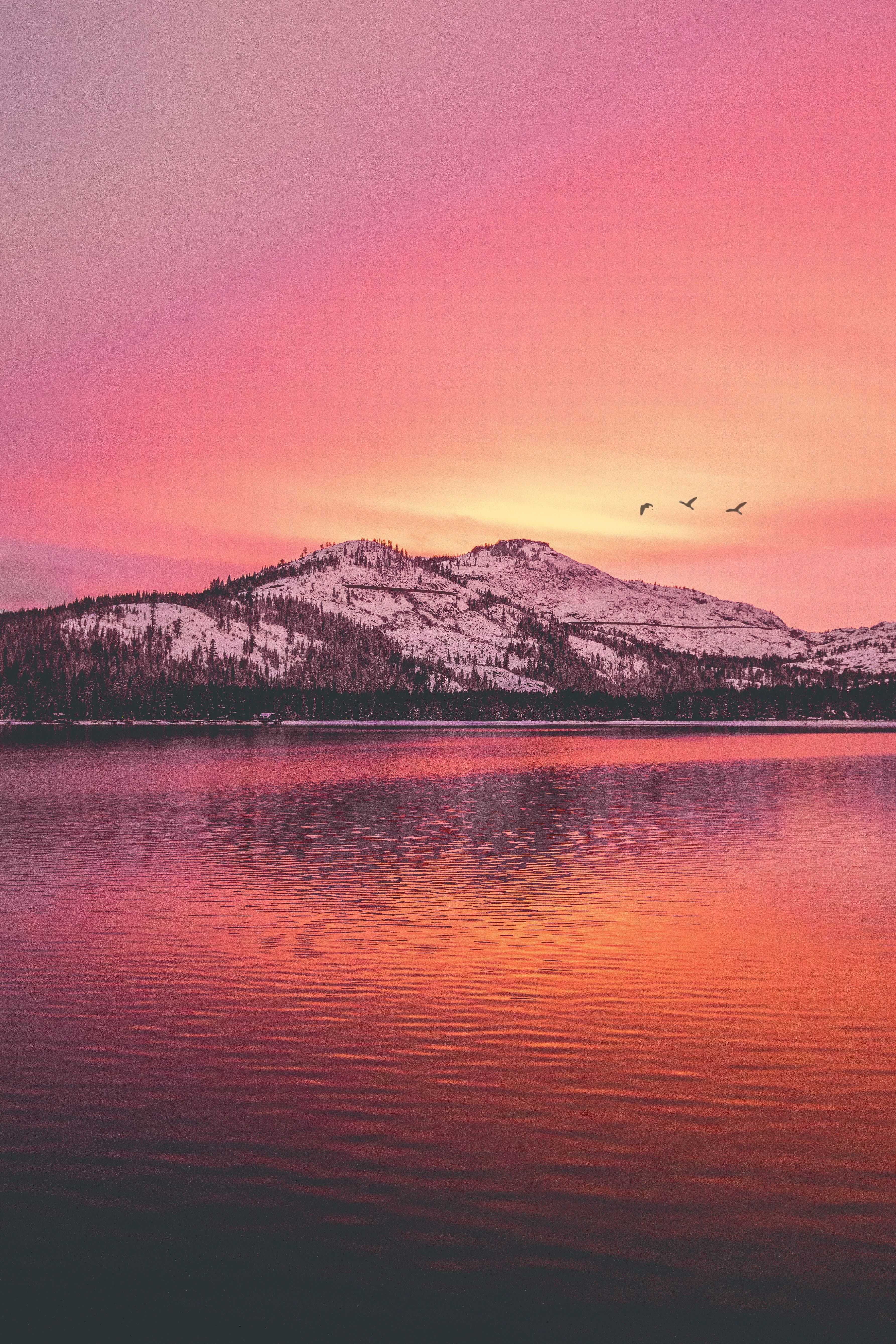 3571x5356 Wallpaper Sunset, Mountain, Lake, Nature, North Macedonia, Background Free Image