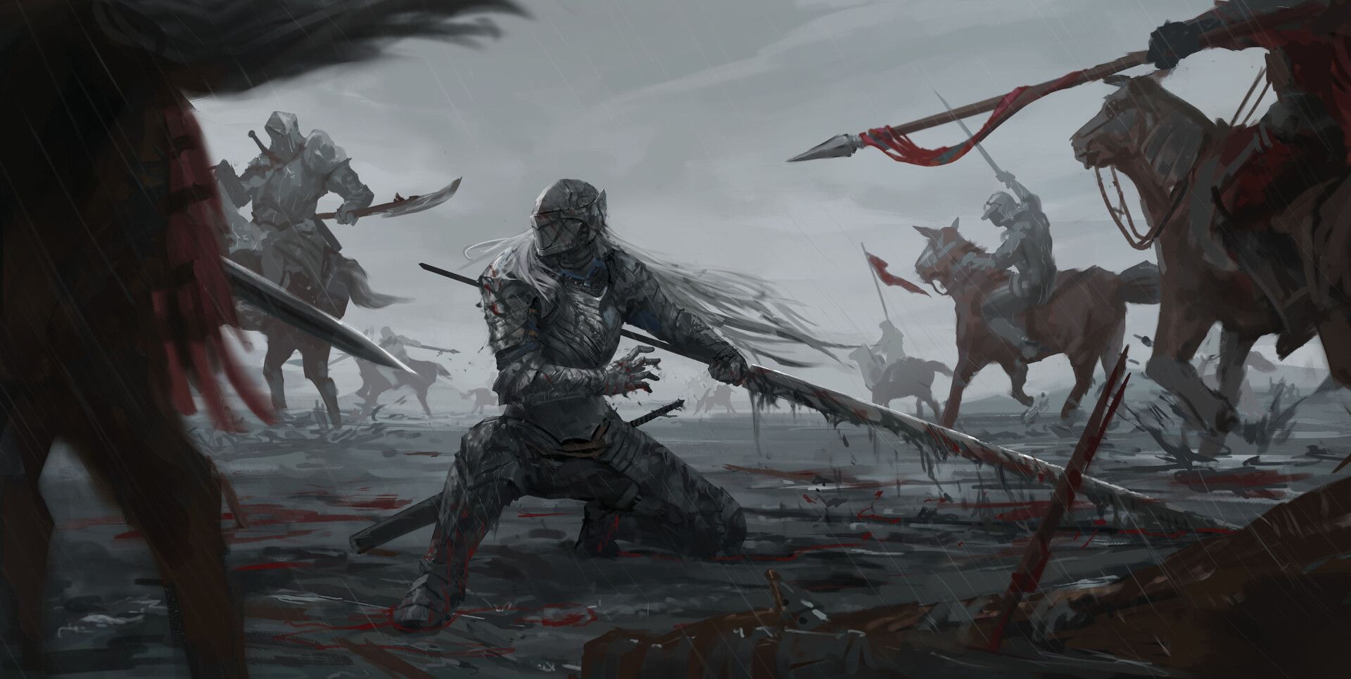 1920x966 Fantasy Art Artwork Digital Art Knight Wallpaper:1920x966