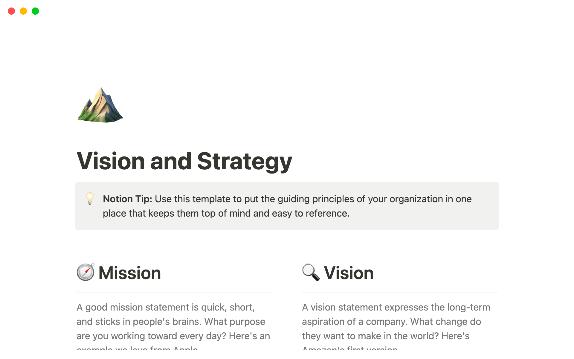1920x1200 Best Company Mission / Vision Templates from Notion