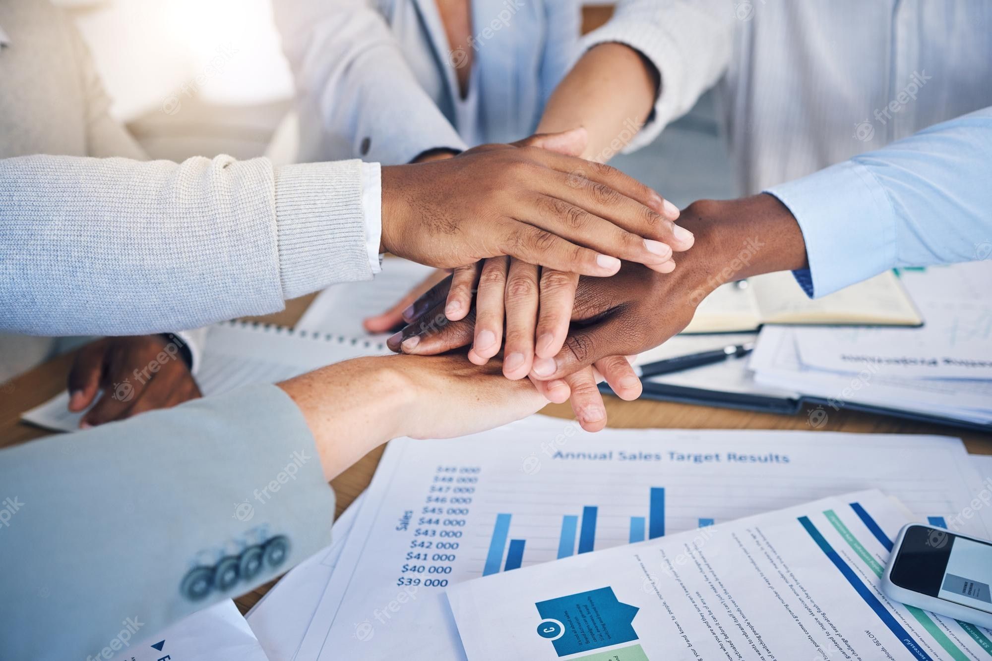2000x1334 Premium Photo. Team building teamwork and business people hand stack together for motivations goals and target chart diversity and corporate collaboration for mission and profit growth in the company