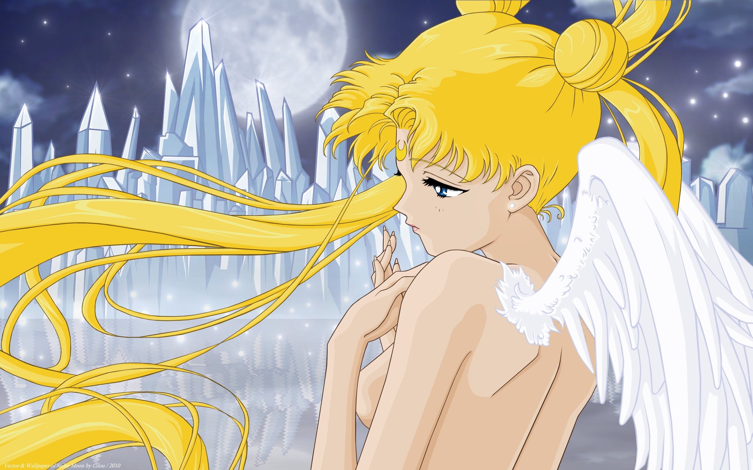 2560x1600 Wallpaper / sailormoon, beautiful, fantasy, 2K, Usagi Tsukino, blue, computer Graphic, real people, waist up, religion, illustration, sailor moon, creativity, background free download