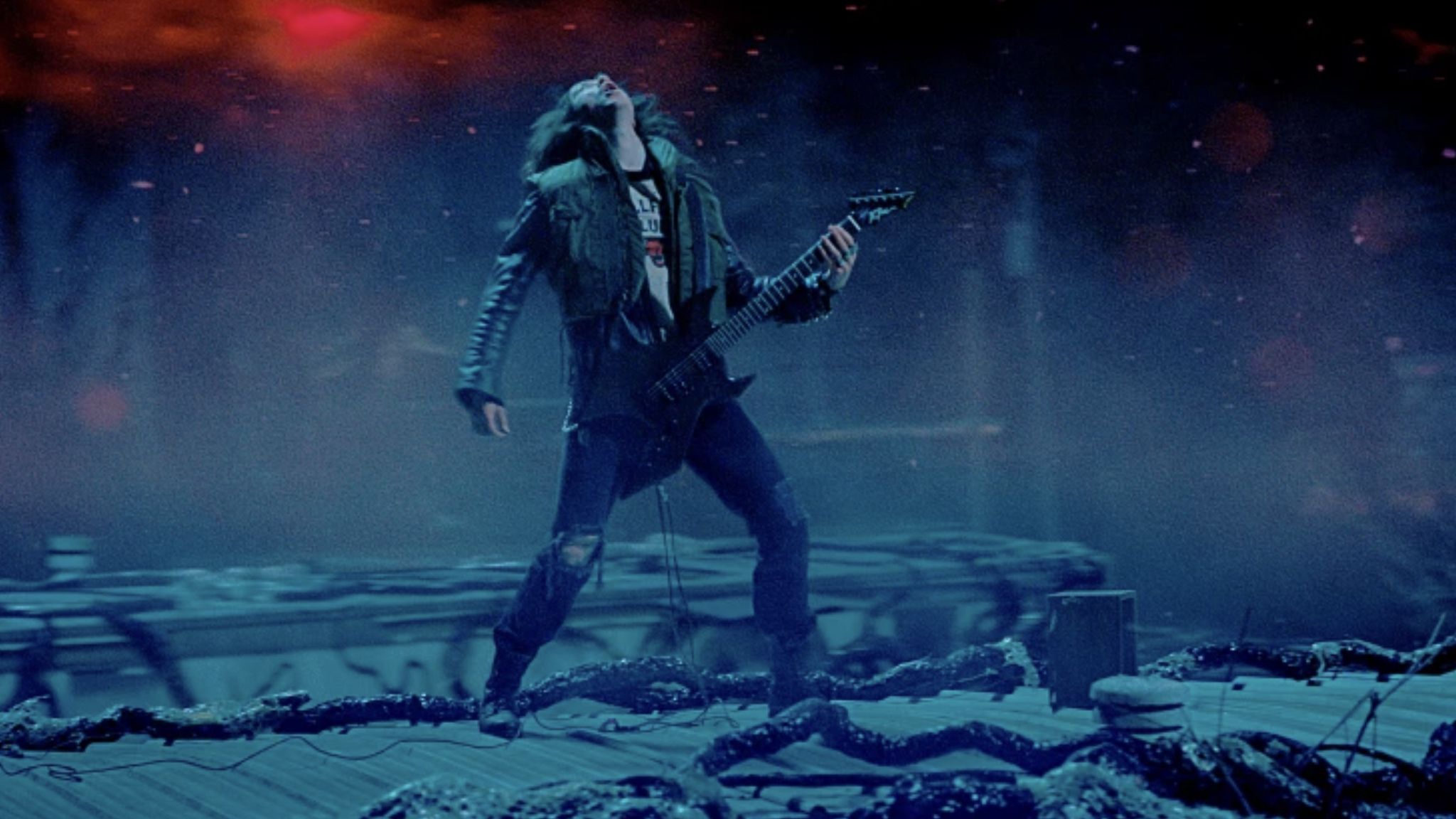 2048x1152 Eddie Munson Guitar Wallpaper