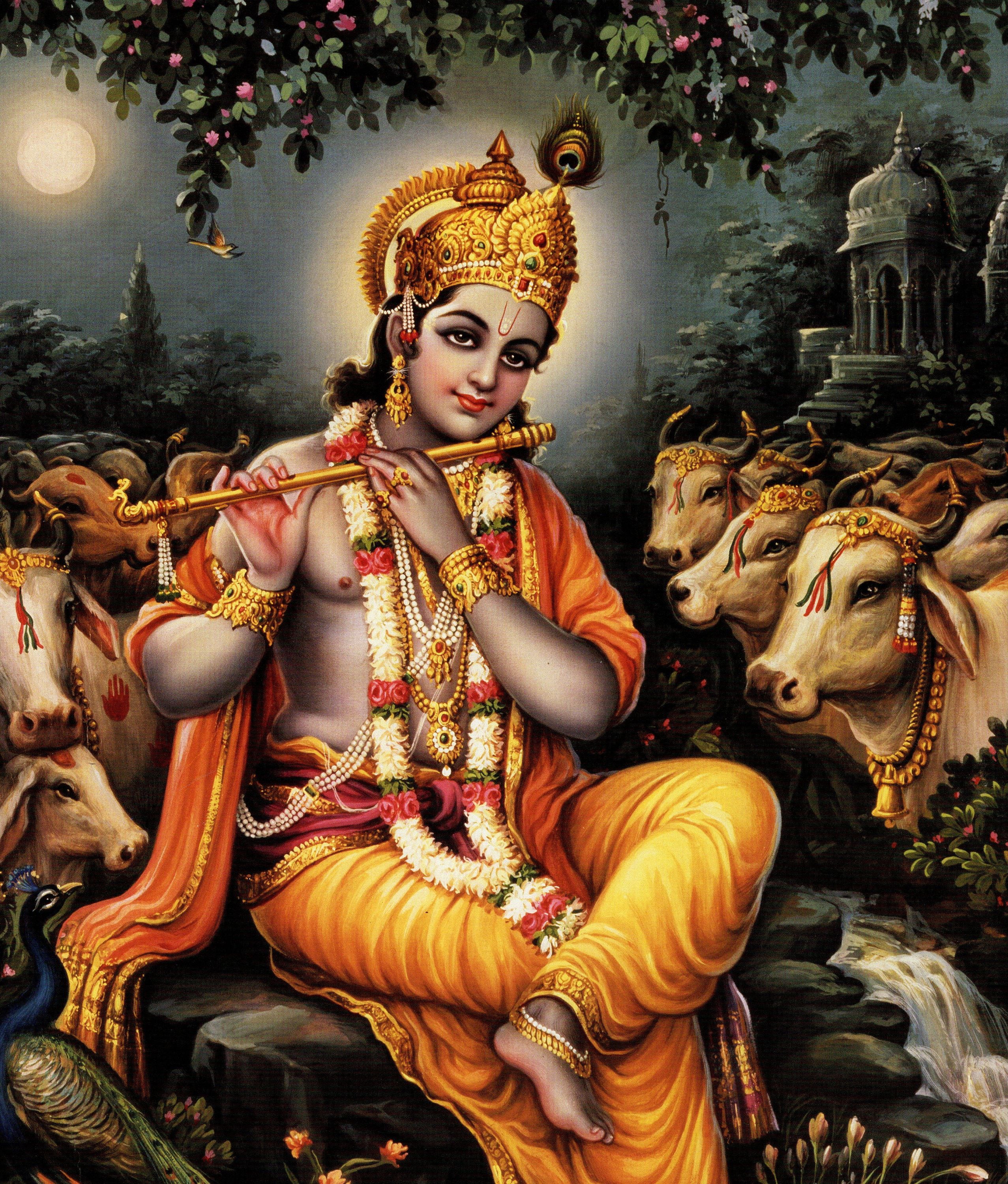 2554x3000 Gopala Krishna And Draupadi Large Vintage Style Indian Hindu