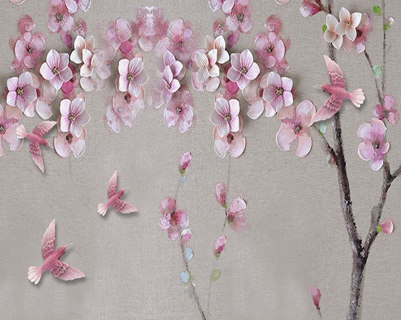 1280x1024 Oil Painting Cheery Tree Flowers Floral Wallpaper Wall Mural Abstract Cherry Blossom Floral Wall Mural Wall Decor Home & Living Home Décor etna.com.pe