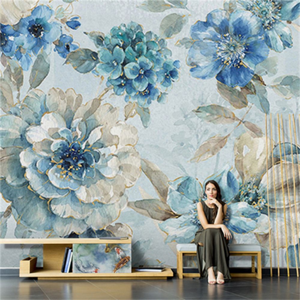 1000x1000 Abstract Flowers American Pastoral Aesthetic Oil Painting Pattern Wall Paper Living Room Tv Background Wall 3D Wallpaper Mural