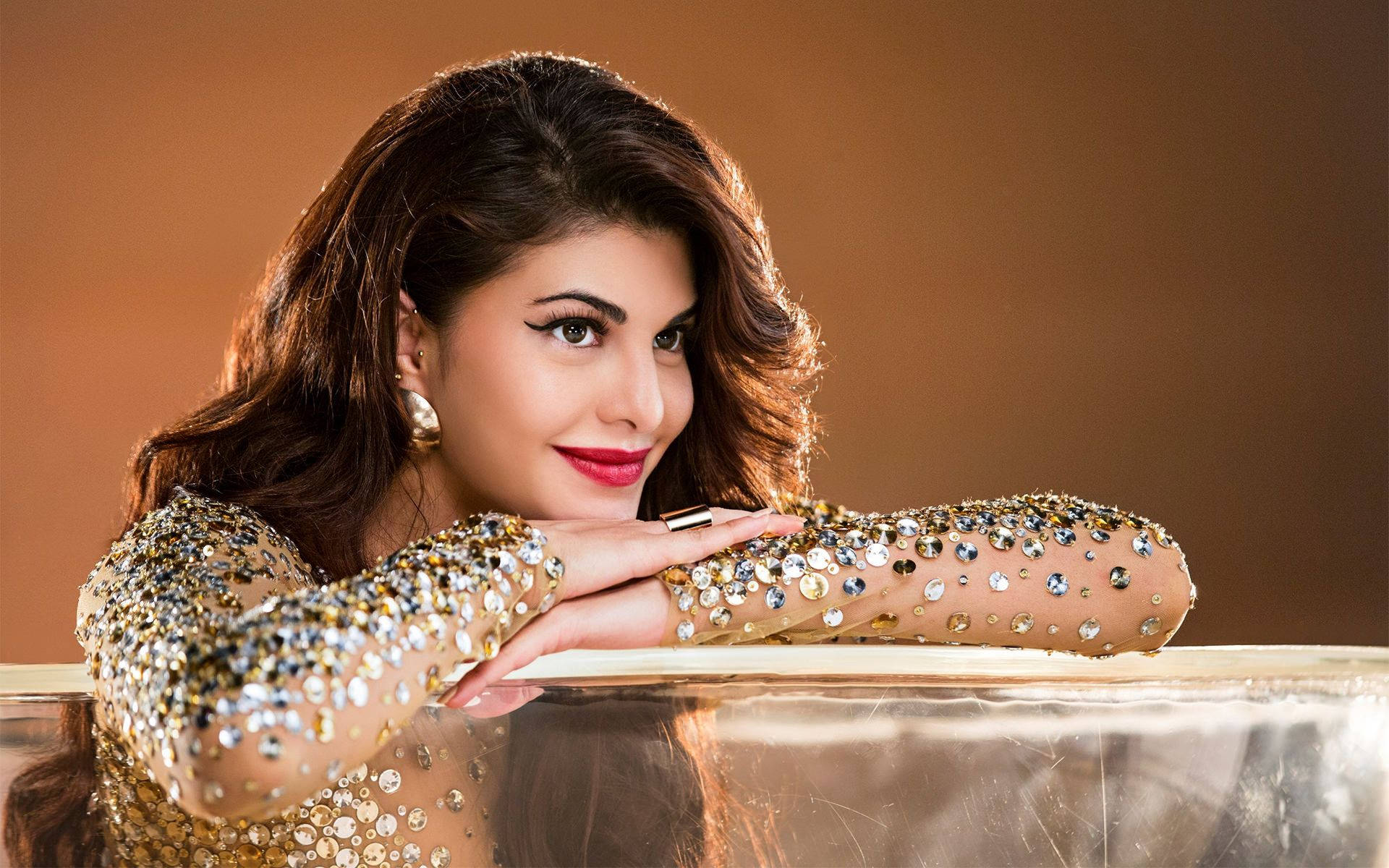 1920x1200 Download Jacqueline Fernandez Gold Dress Wallpaper