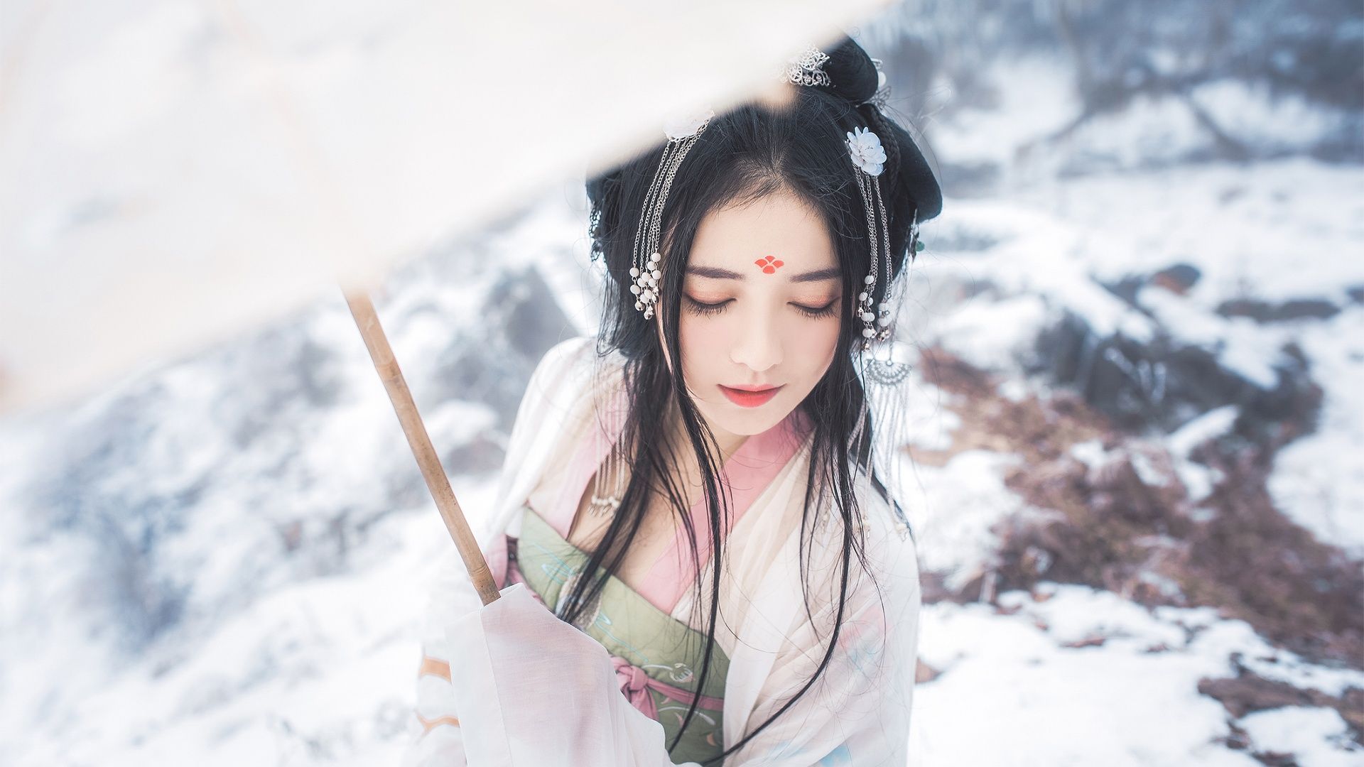 1920x1080 Asian, Chinese dress, hanfu, black hair Gallery HD Wallpaper