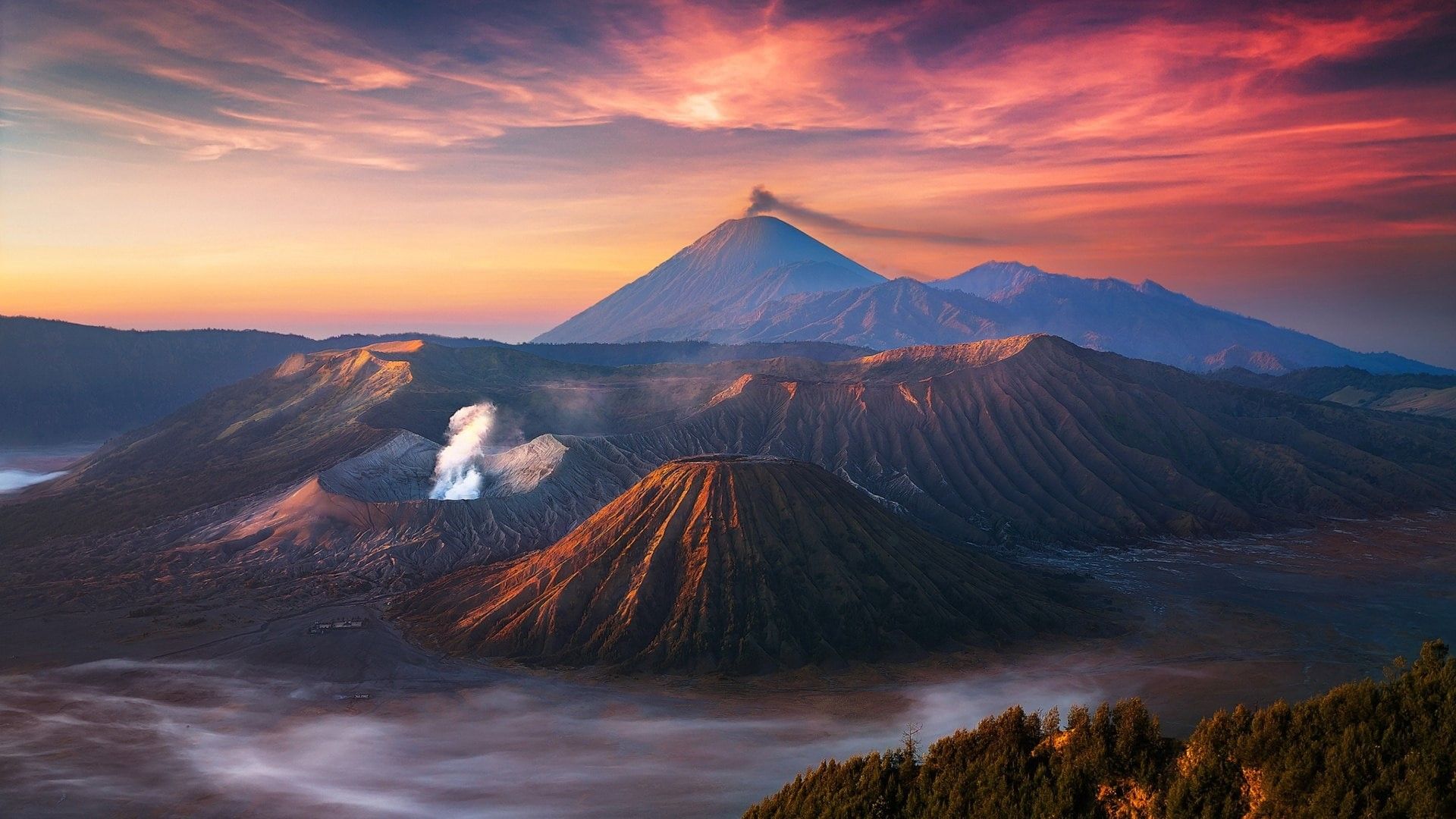 1920x1080 Wallpaper / active volcano, cloud, bromo tengger semeru national park, indonesia, national park, stratovolcano, volcanic landform, sky, 1080P, mountain, volcano, asia free download