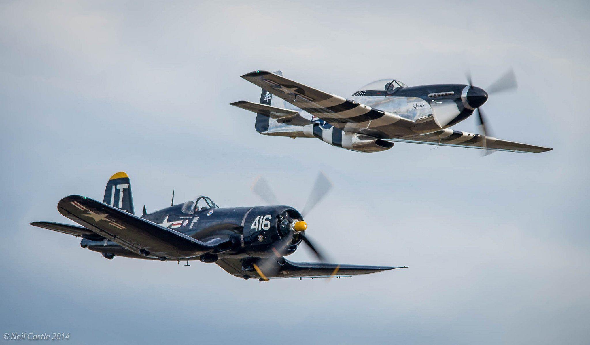 2048x1199 F4u Corsair P 51d Mustang Quick Silver Plane Hits Retro HD Wallpaper