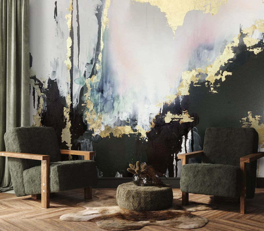1024x897 Speakeasy Wallpaper. Black, Blush, Blue, Gold Wall Decor