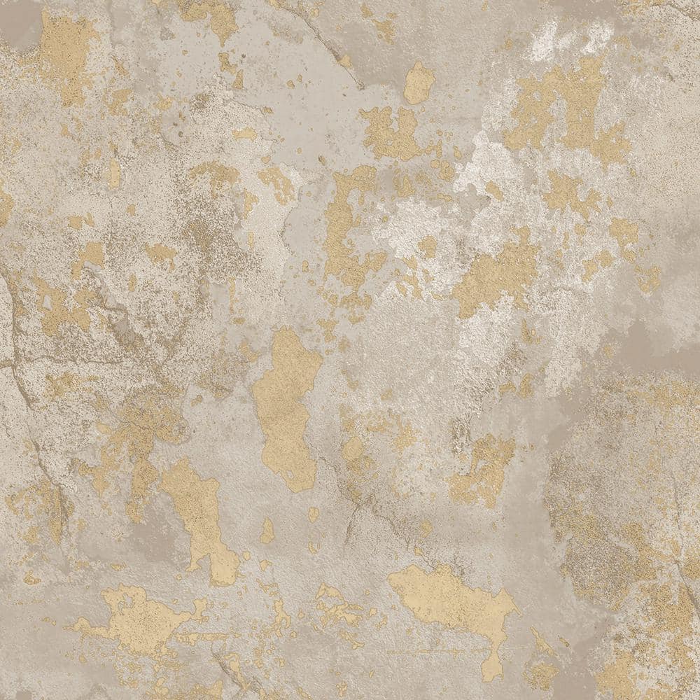 1000x1000 Italian Textures 2 Greige Gold Distressed Texture Design Non Pasted Vinyl Non Woven Wallpaper Roll (Covers 57.75 Sq.ft.) 9786 Home Depot