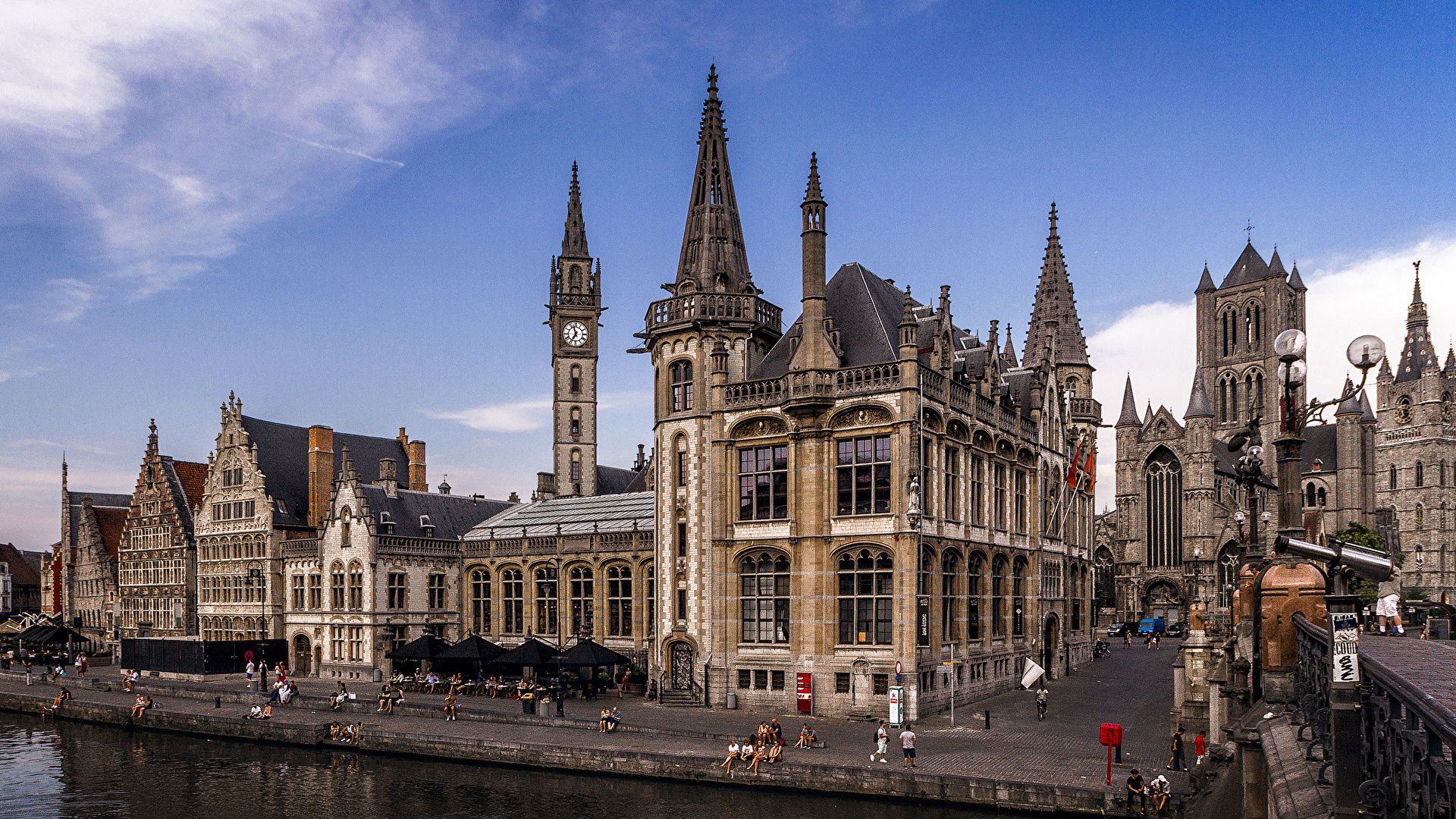 1920x1080 Photos Ghent Belgium Street Houses Cities 1920x1080