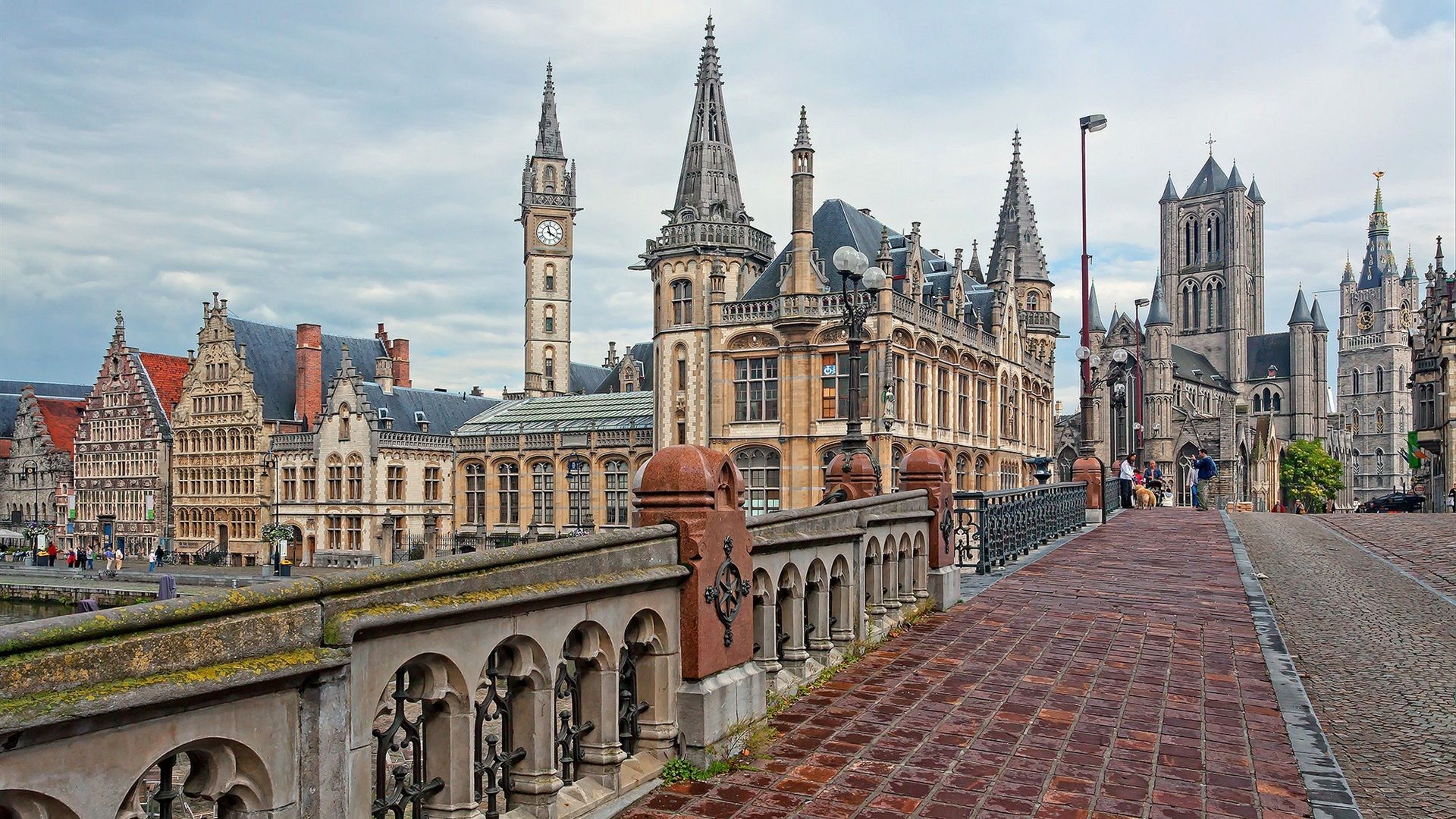 1920x1080 Wallpaper Belgium, Ghent, bridge, street, buildings 1920x1200 HD Picture, Image